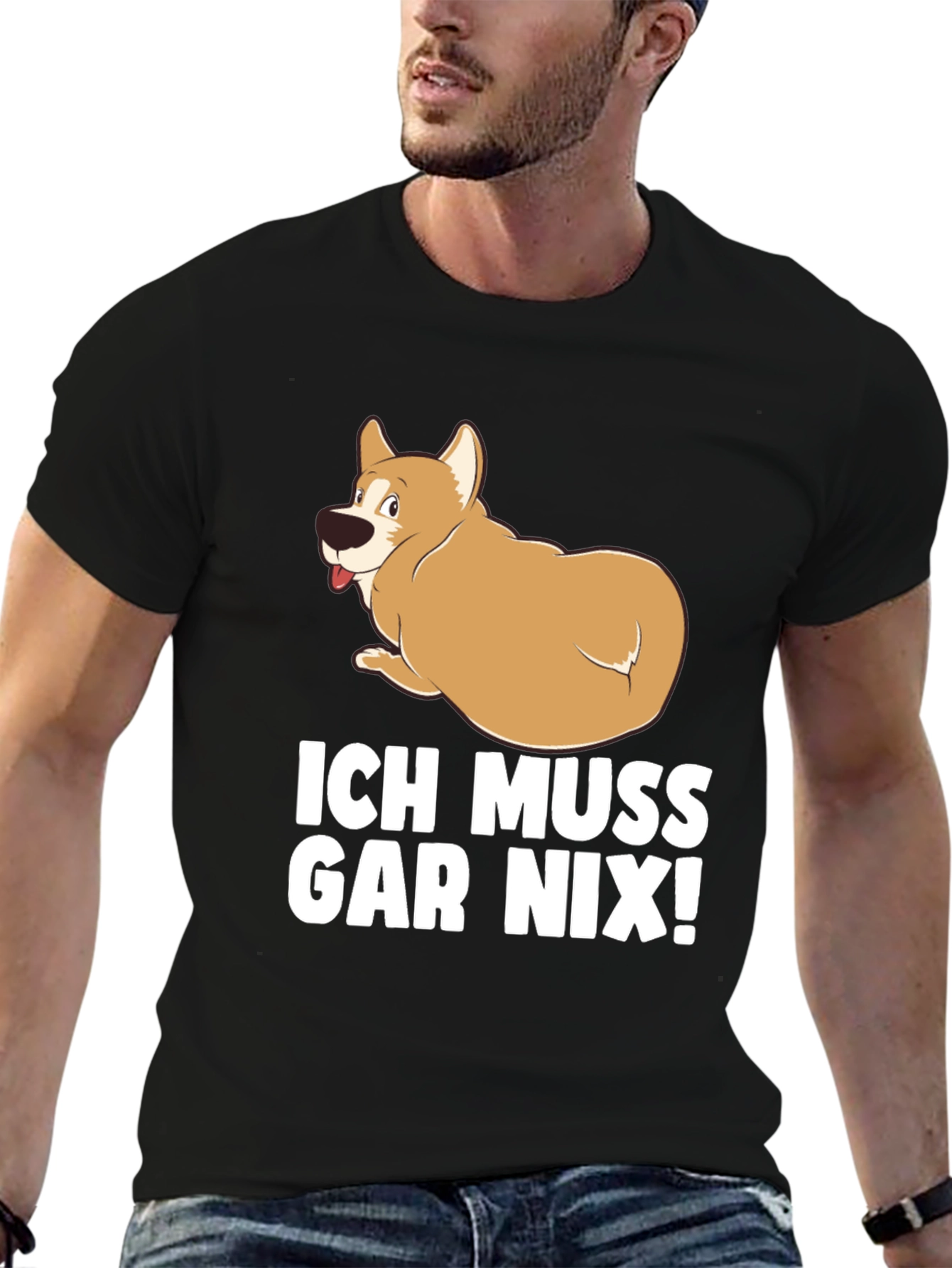 Black Ich Muss Gar Nix! Dog T-Shirt view 6