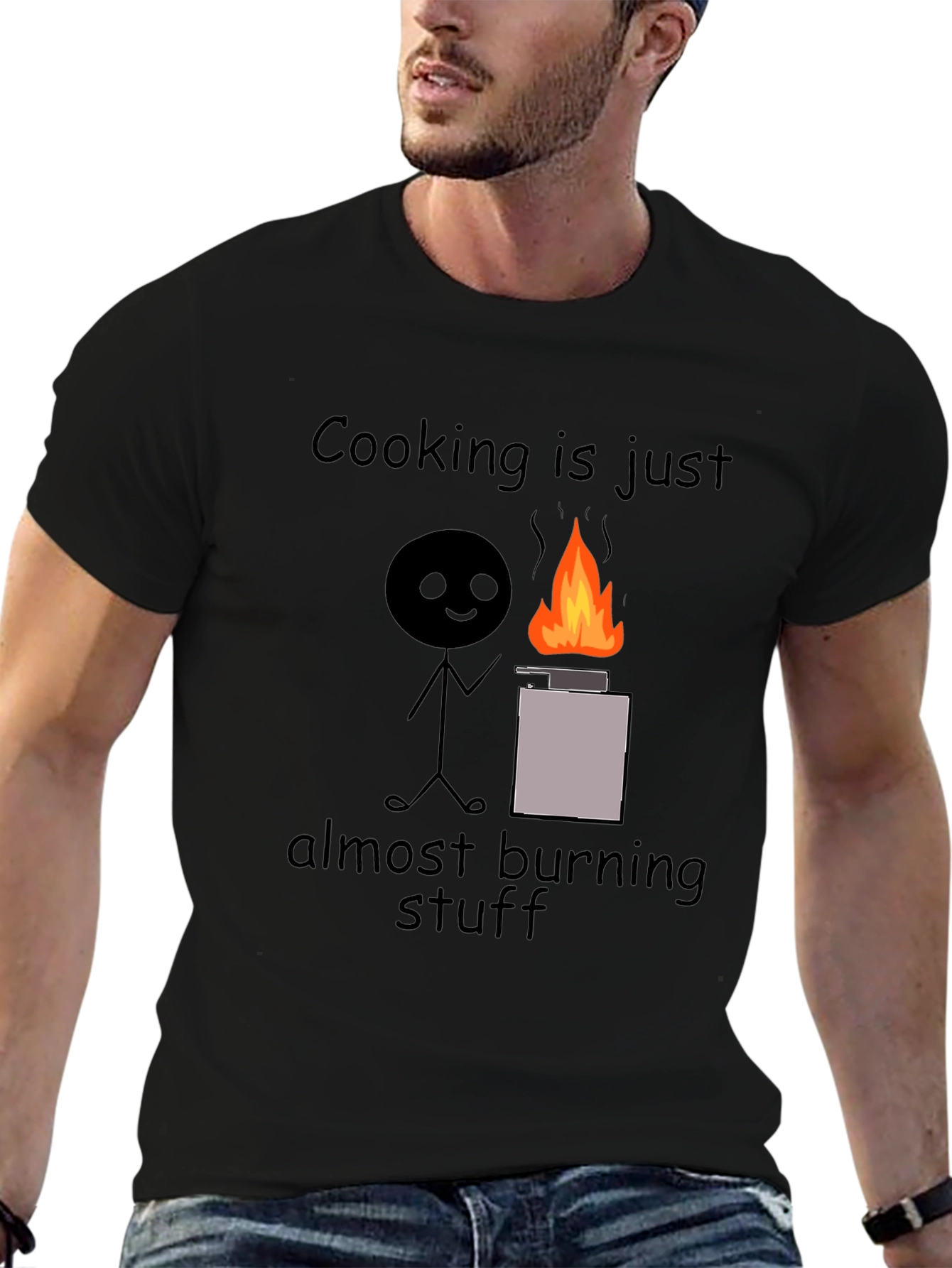 Black Cooking is Just Almost Burning Stuff T-Shirt view 6