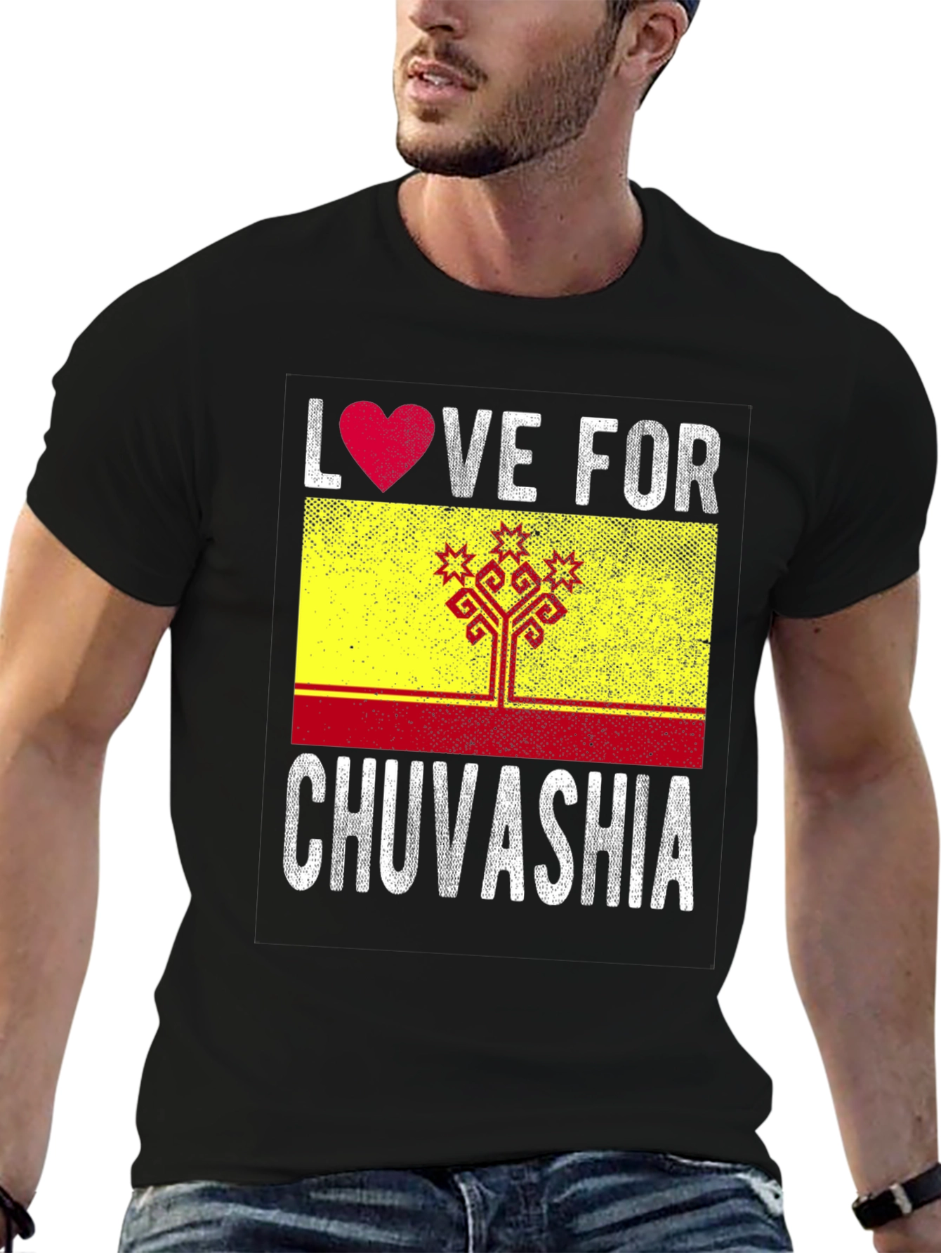 Black Love for Chuvashia T-Shirt - Flag Graphic Tee view 6