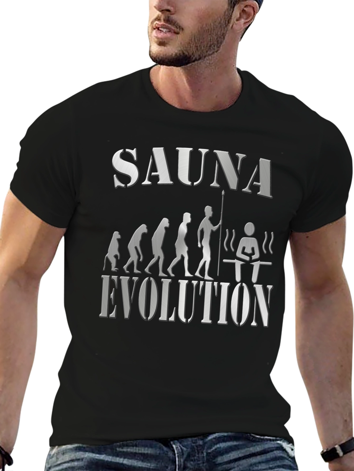 Black Sauna Evolution Graphic T-Shirt view 6