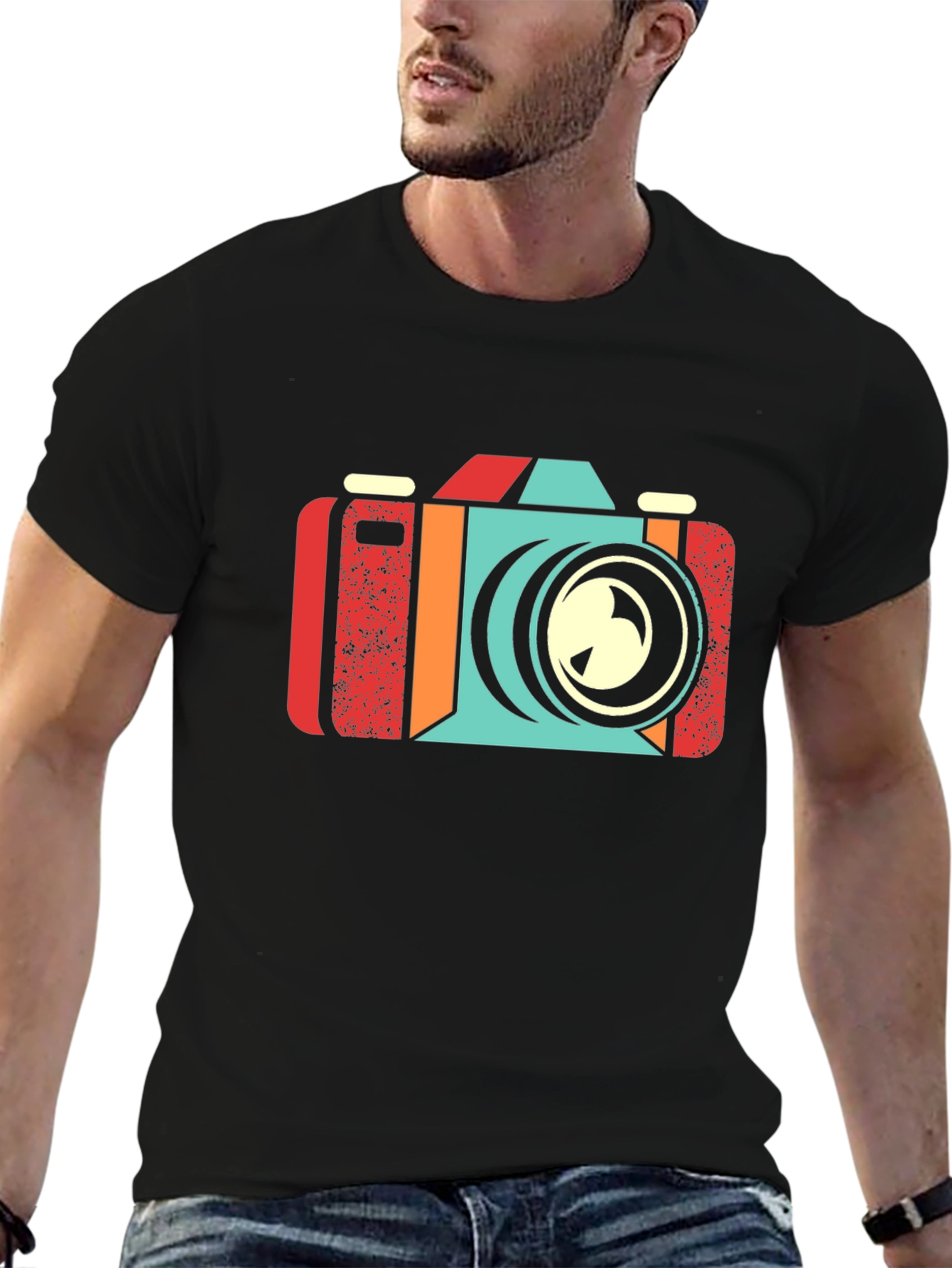 Black Retro Camera Graphic T-Shirt - Black view 6