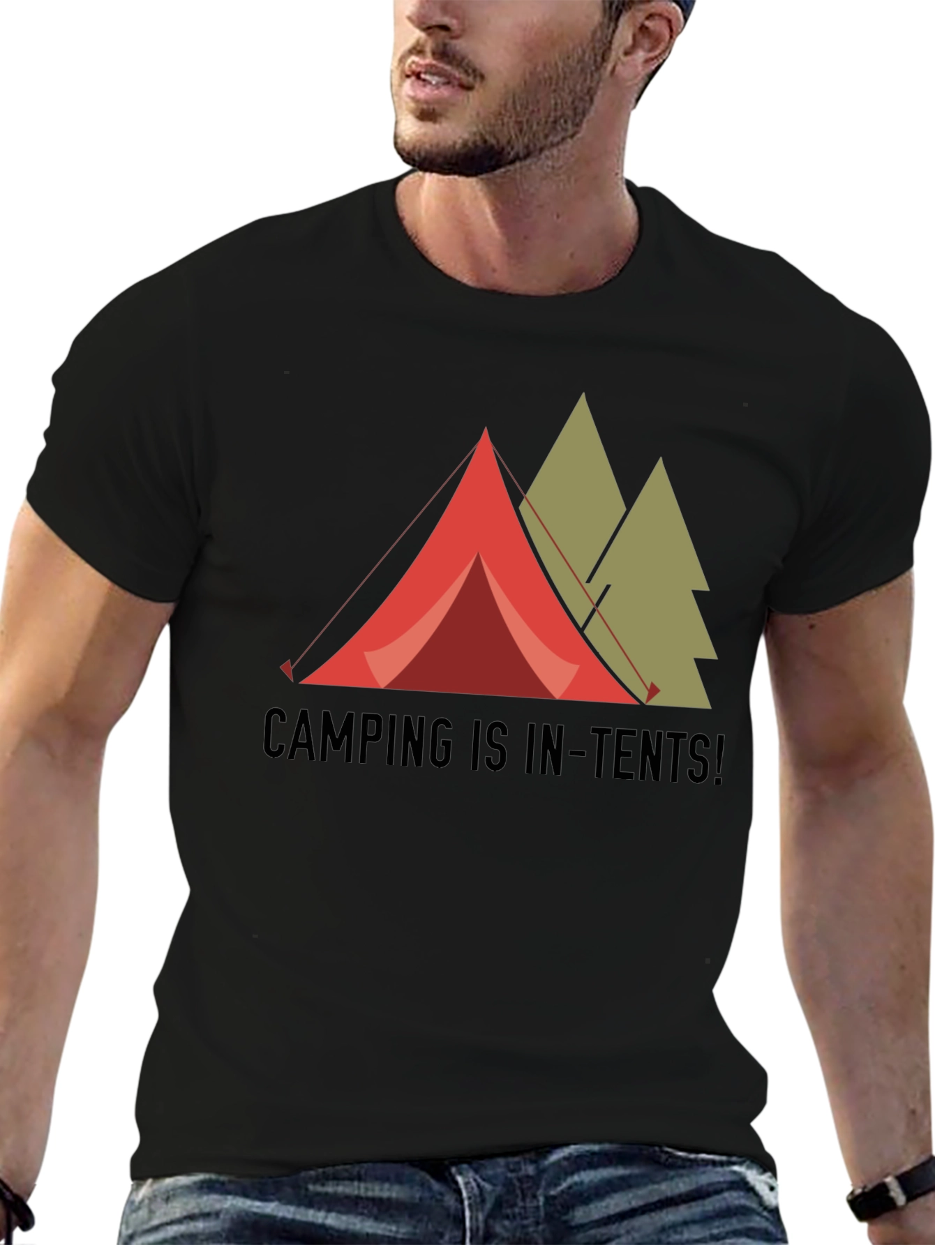 Black Camping is In-Tents! Graphic T-Shirt view 6