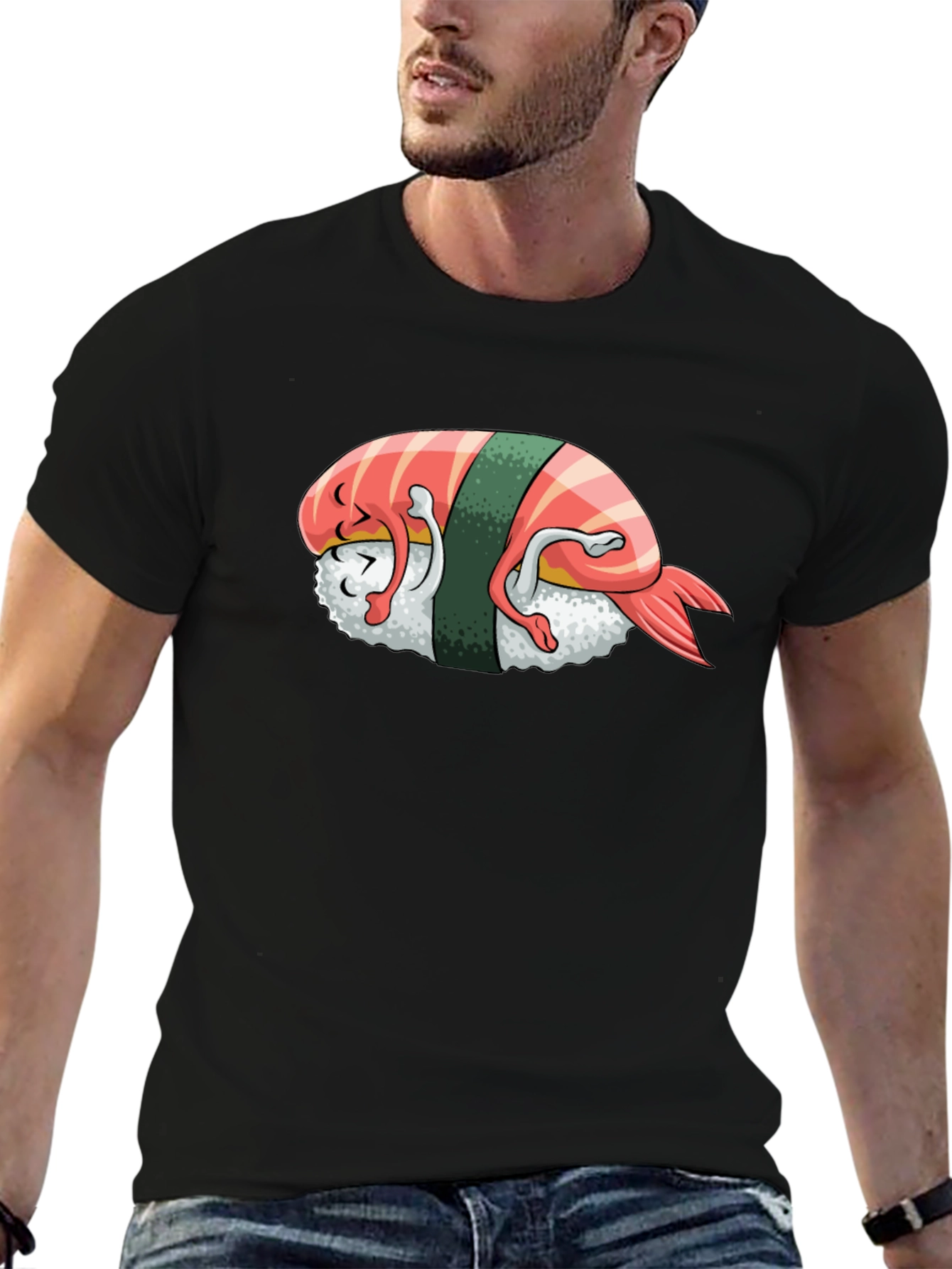Black Sushi Nap T-Shirt - Cute and Unique Design view 6
