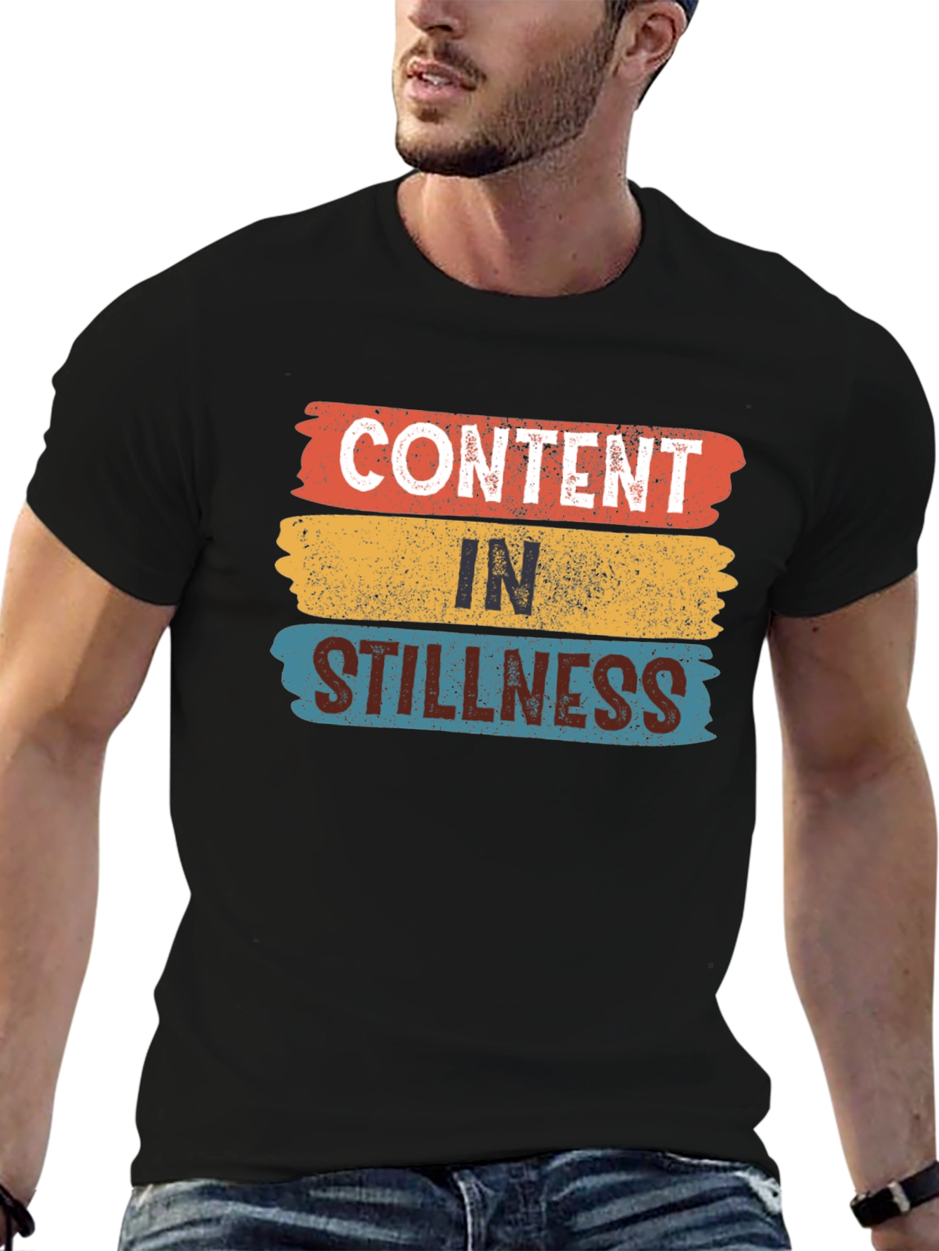 Black Content in Stillness T-Shirt, Relaxed Fit view 6