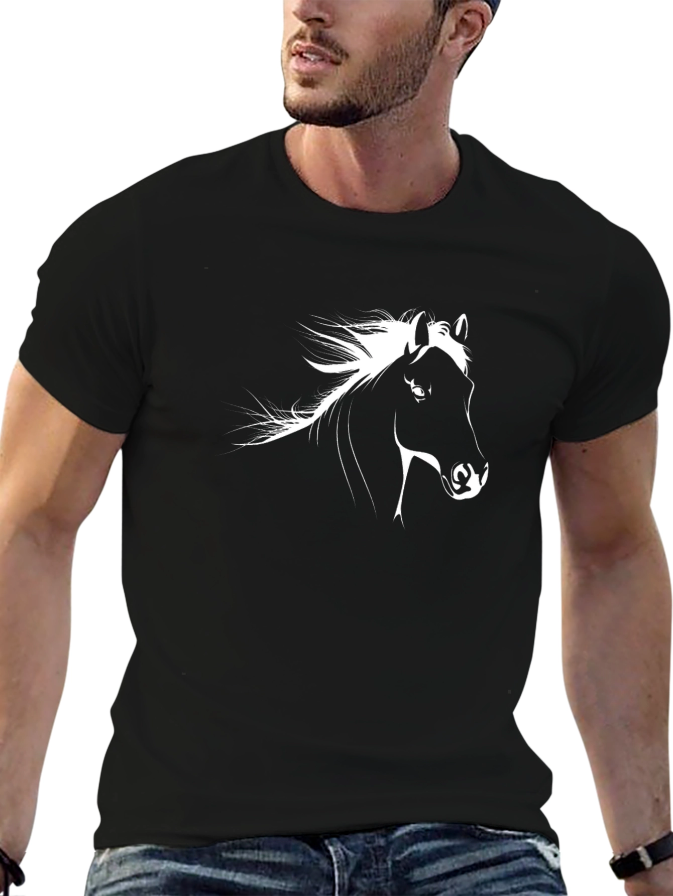 Black Black Horse Graphic Tee - Stylish Men's T-Shirt view 6
