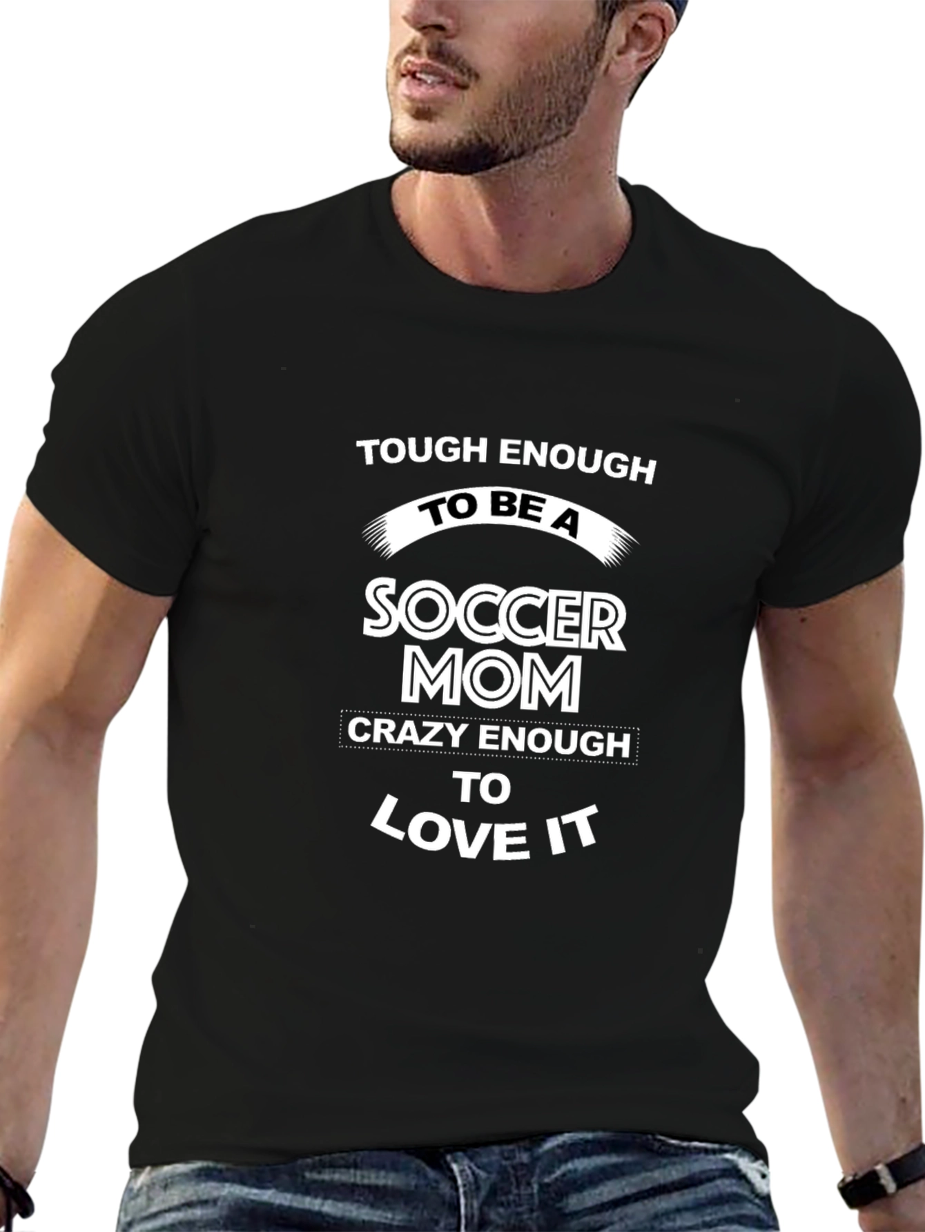 Black Soccer Mom T-Shirt - Tough & Crazy! view 6