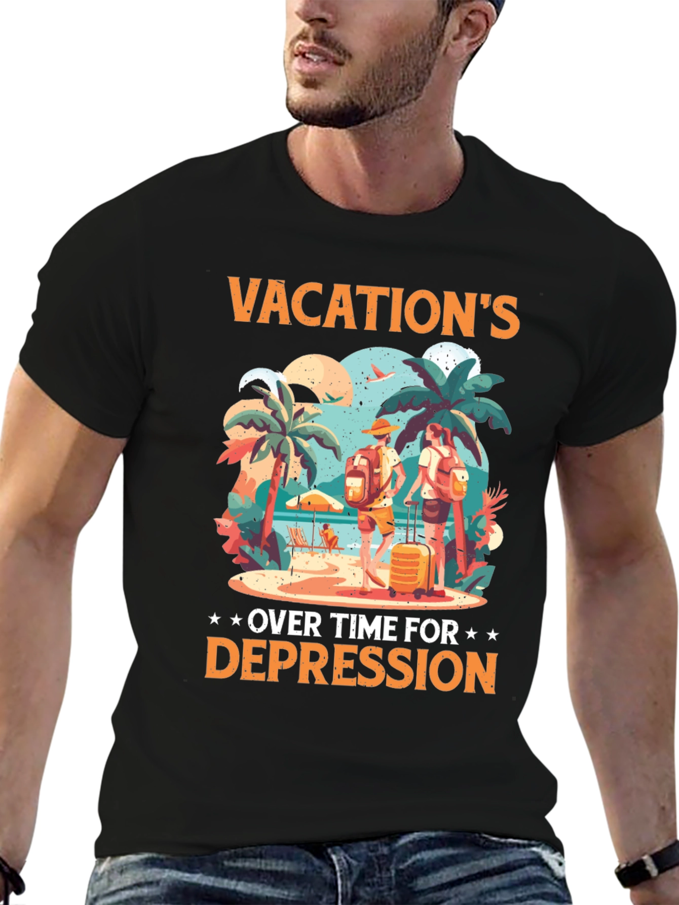 Black Vacation's Over Funny T-Shirt view 6