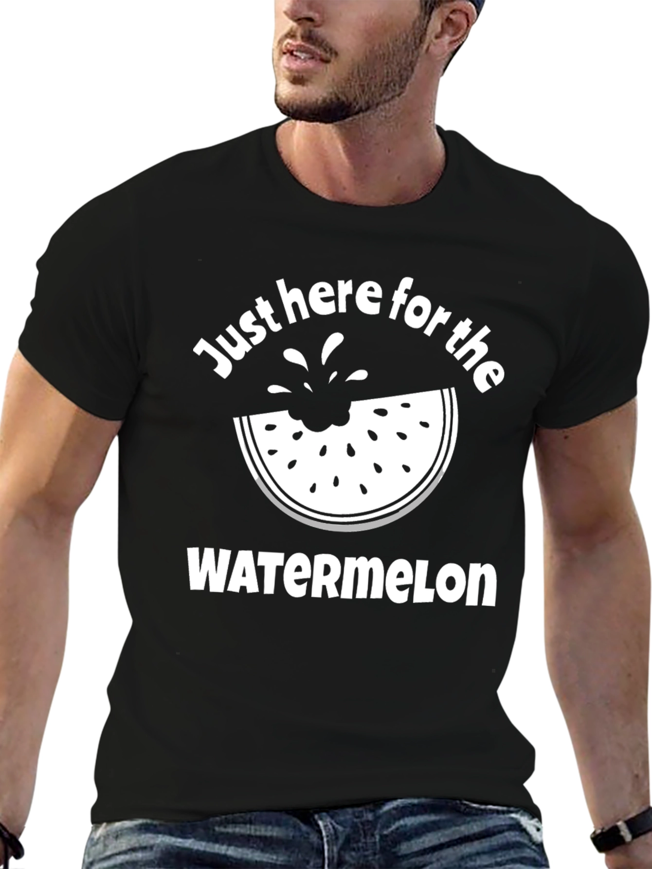 Black Watermelon Lover Tee - Summer Fun T-Shirt view 6