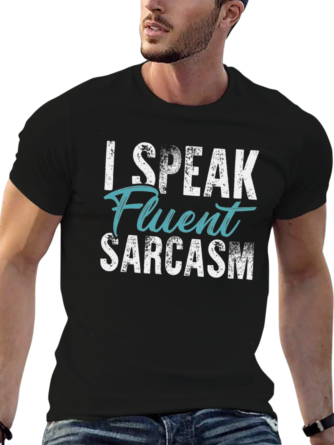 Black I Speak Fluent Sarcasm T-Shirt - Funny Novelty Tee view 6