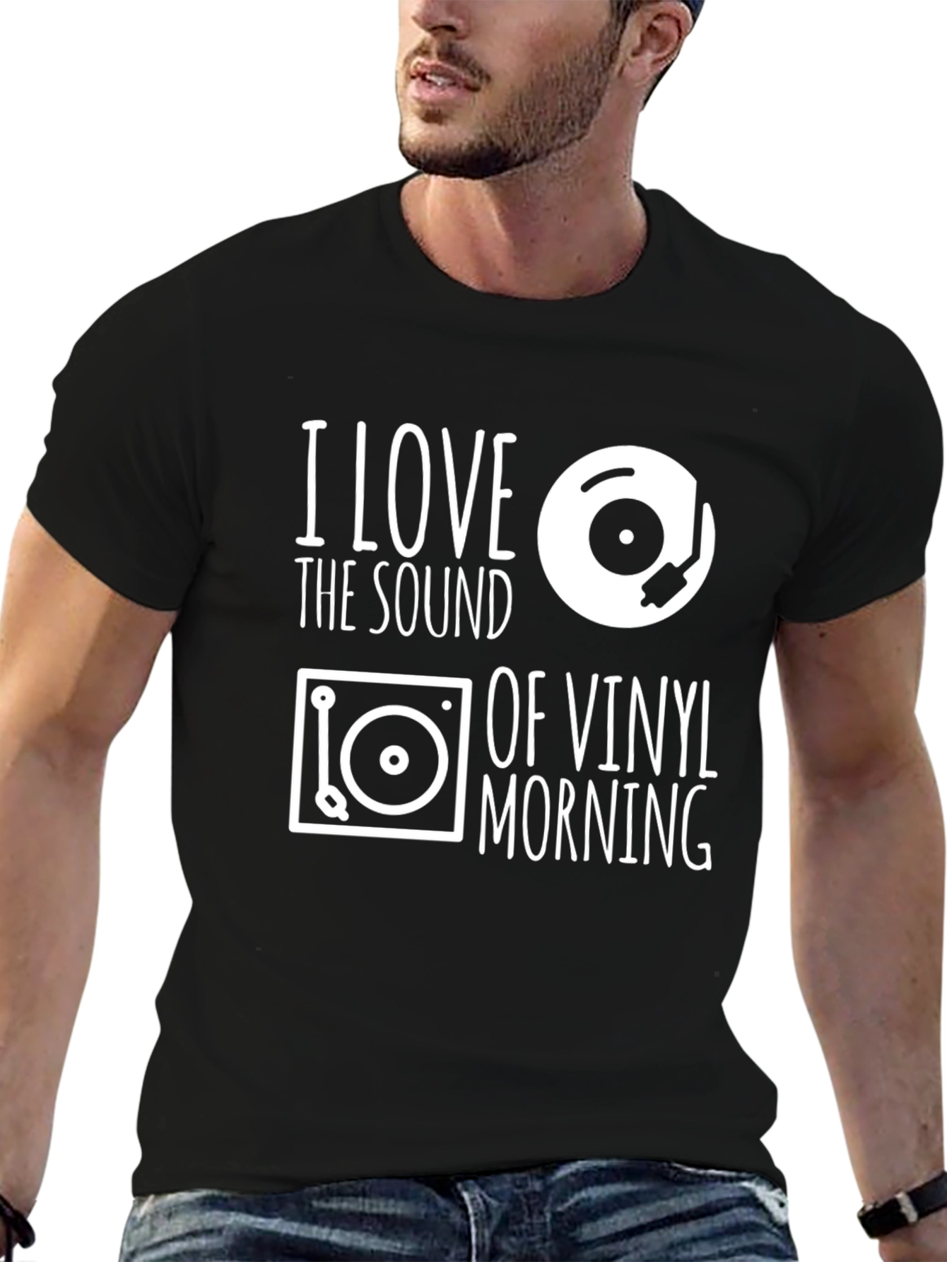 Black I Love Vinyl T-Shirt - Music Lover Tee view 6