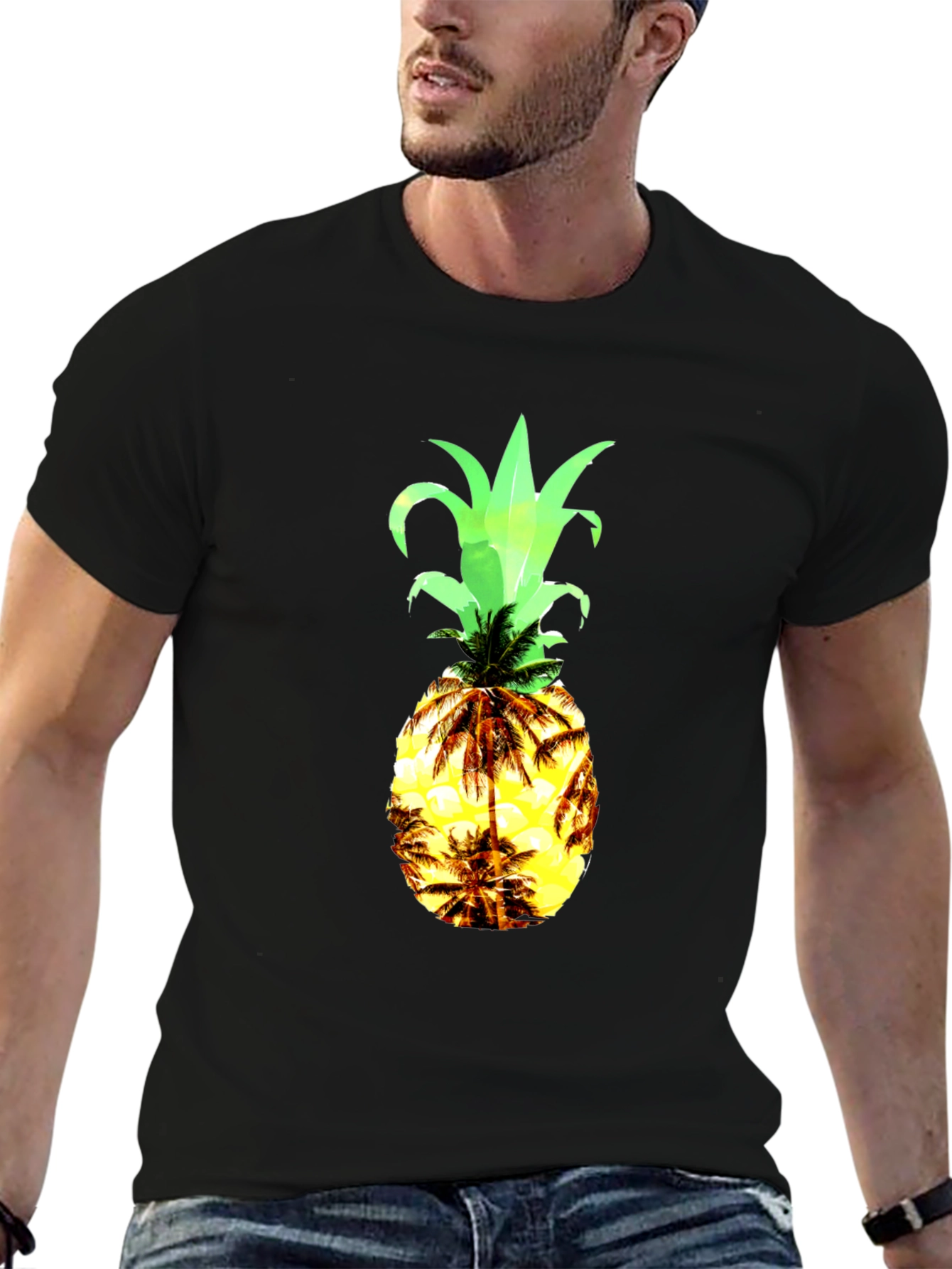 Black Tropical Pineapple Graphic Tee view 6