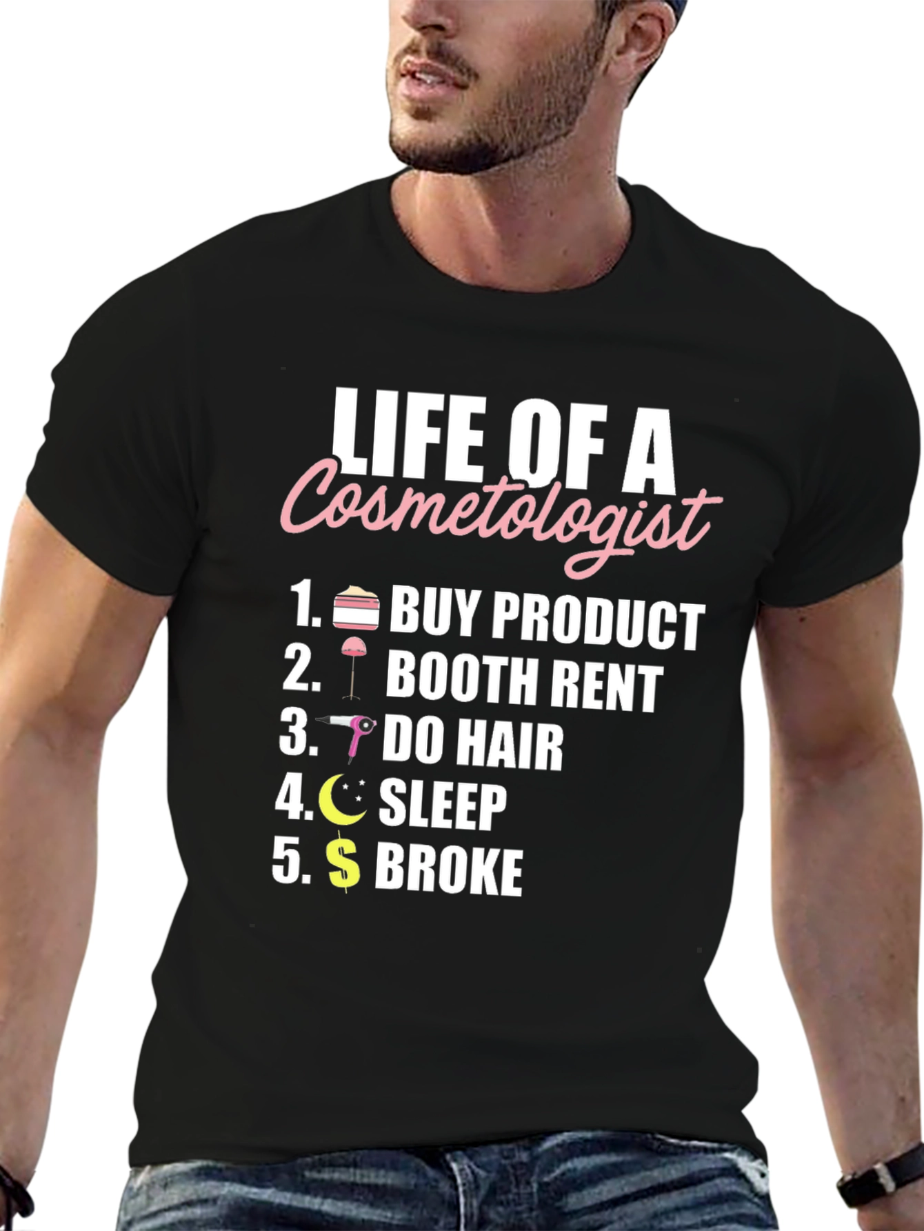 Black Life of a Cosmetologist Graphic T-Shirt view 6
