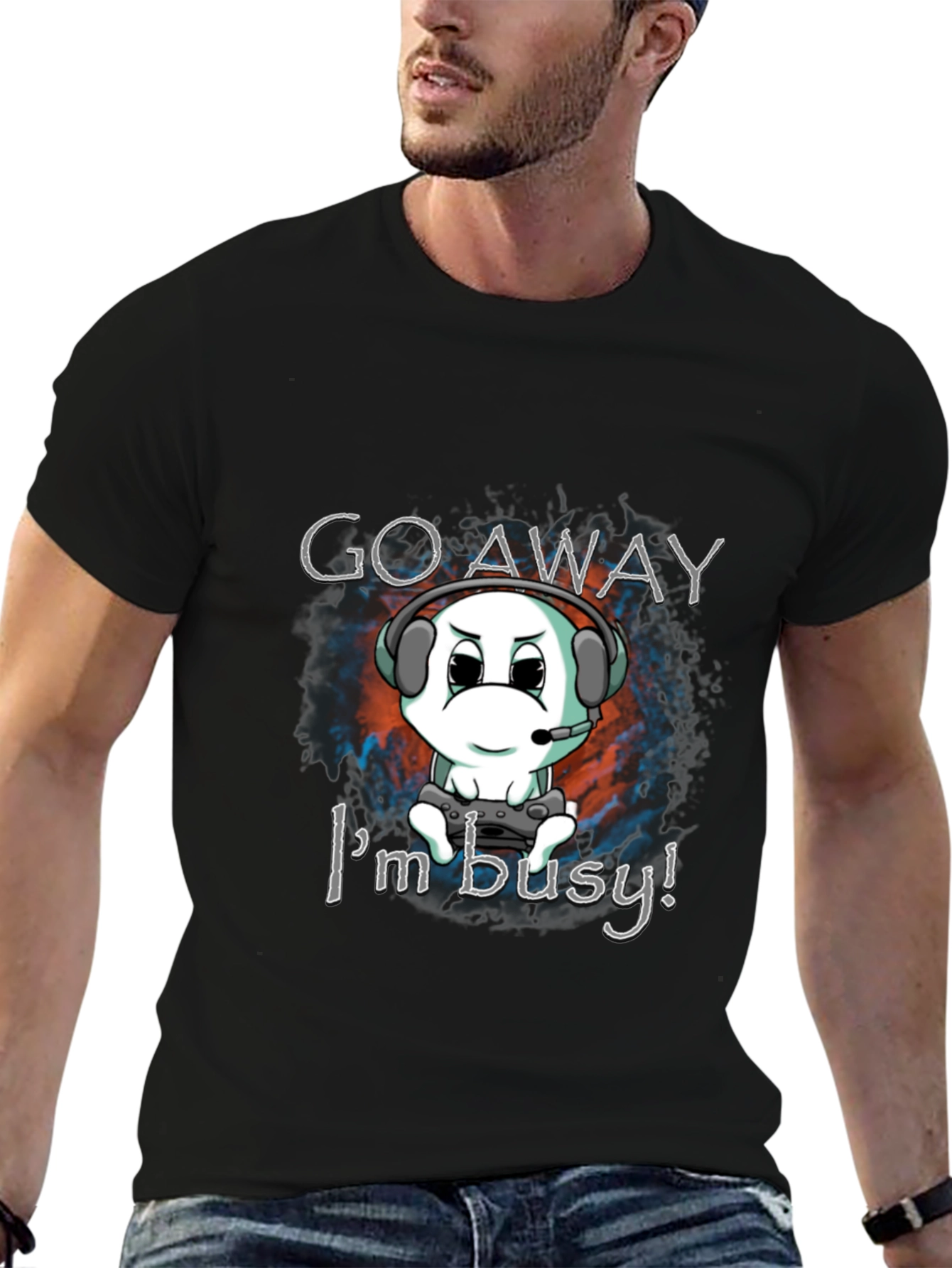 Black Gamer Tee: Go Away, I'm Busy! view 6