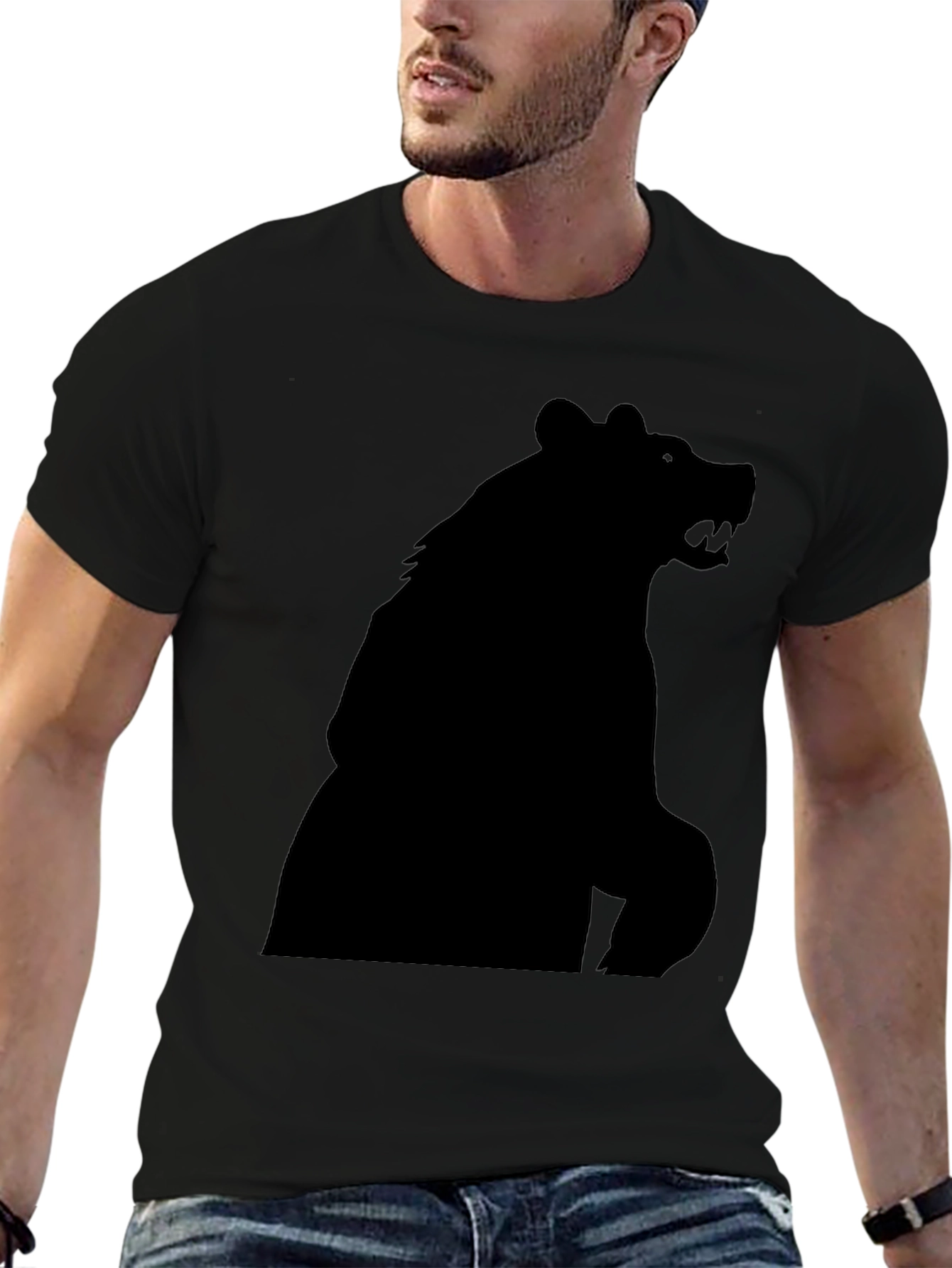 Black Black Bear Silhouette Graphic Tee - Men's Fashion view 6