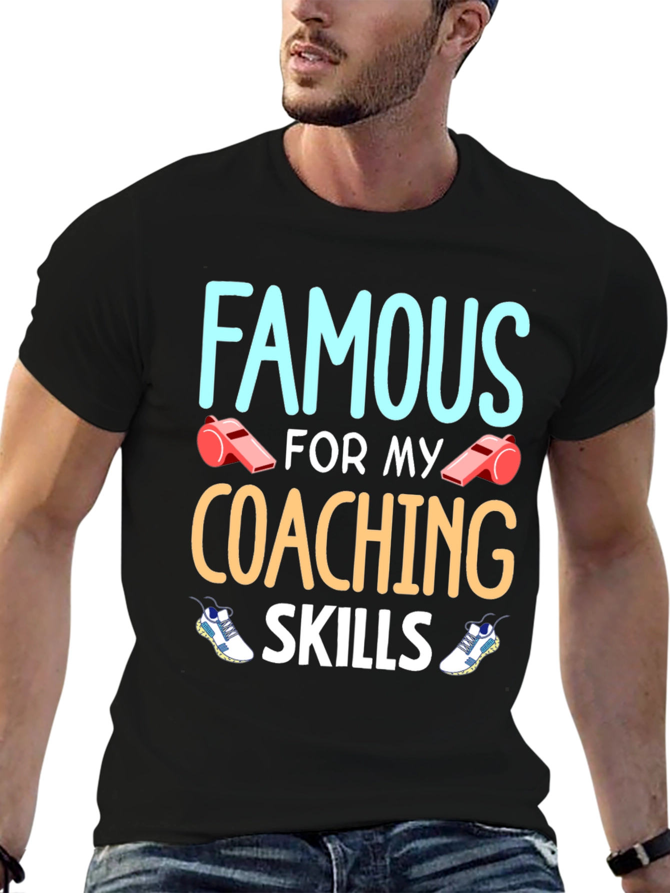 Black Famous Coaching Skills Graphic T-Shirt view 6