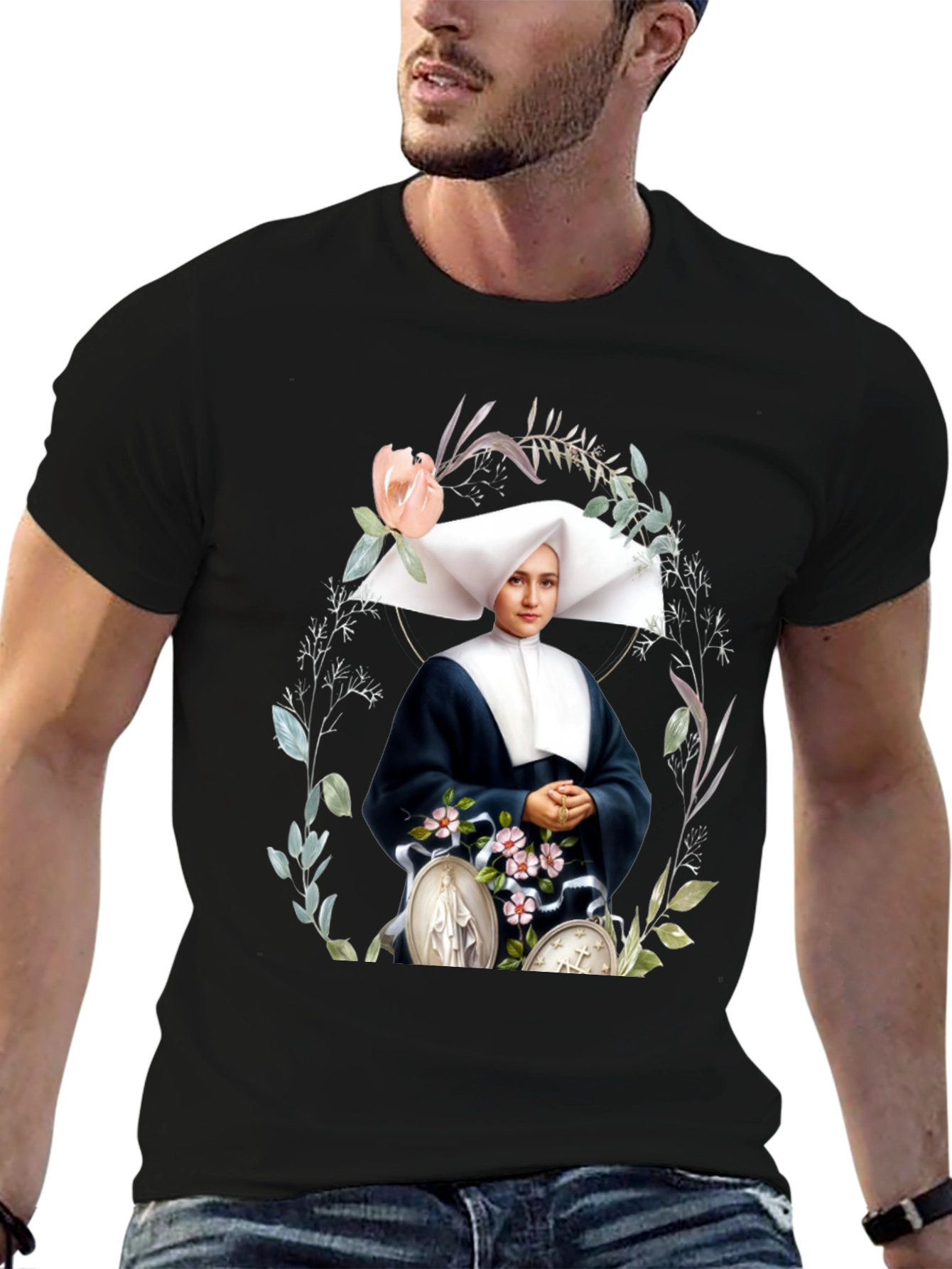 Black Nun Portrait Graphic Tee view 6
