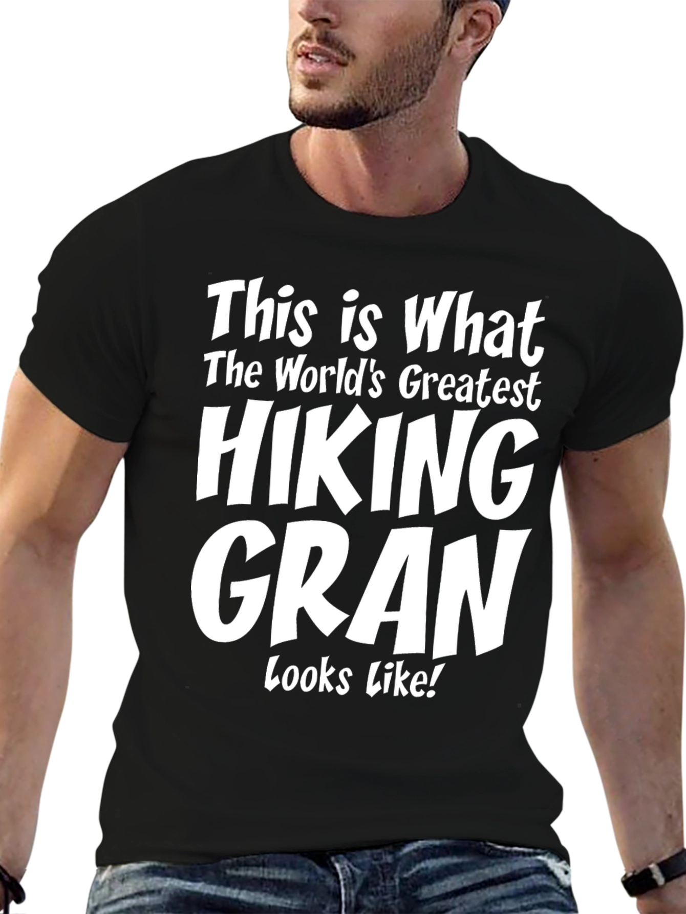 Black Hiking Gran T-Shirt - World's Greatest Hiker Tee view 6