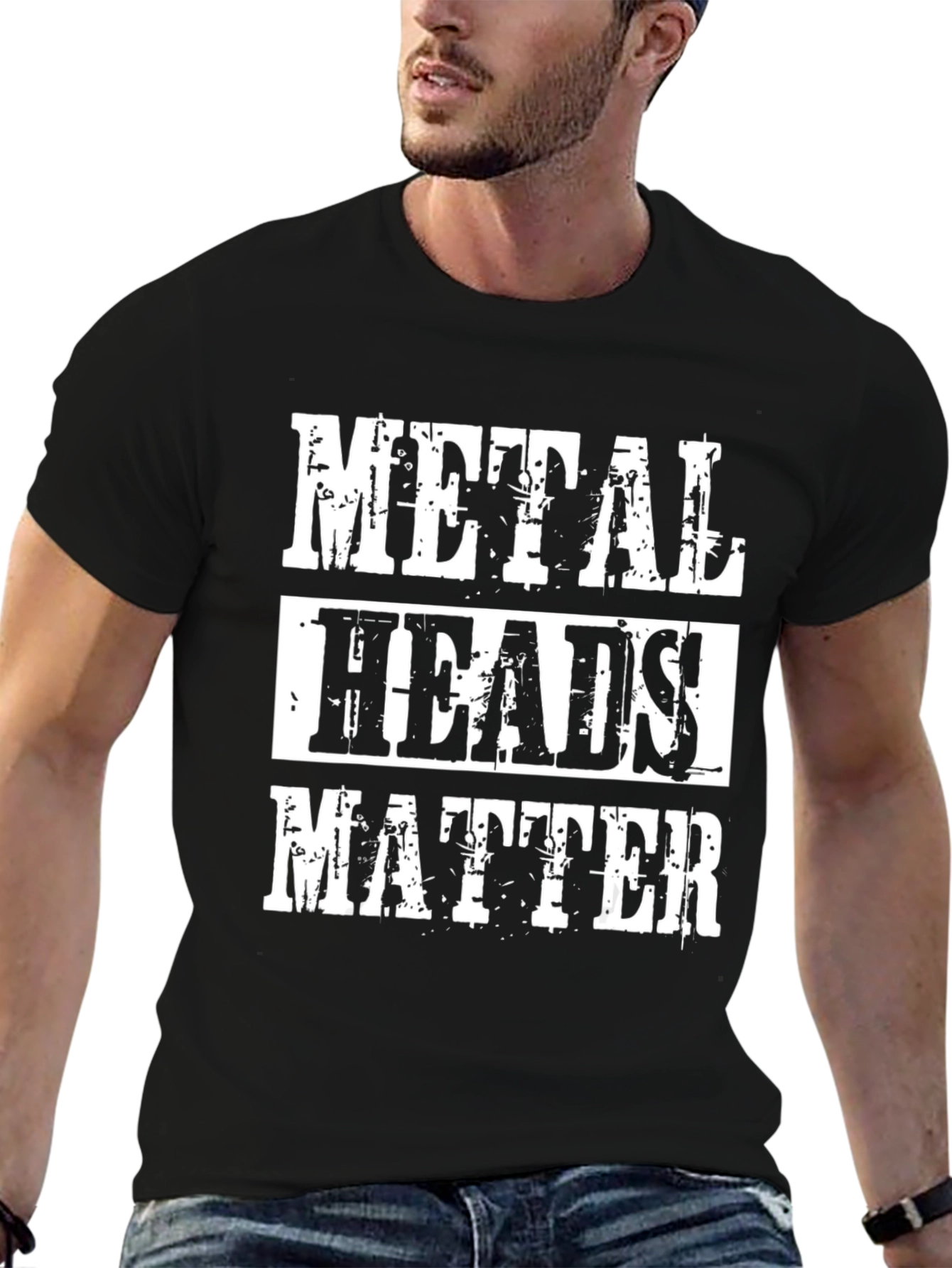 Black Metal Heads Matter Graphic T-Shirt - Black view 6