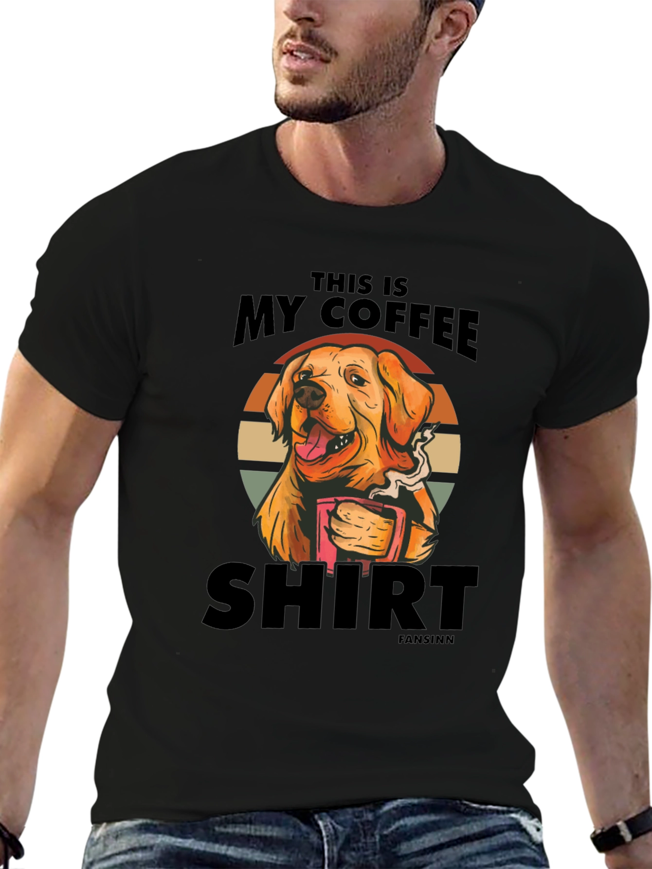 Black Coffee Dog T-Shirt: Funny Novelty Tee view 6