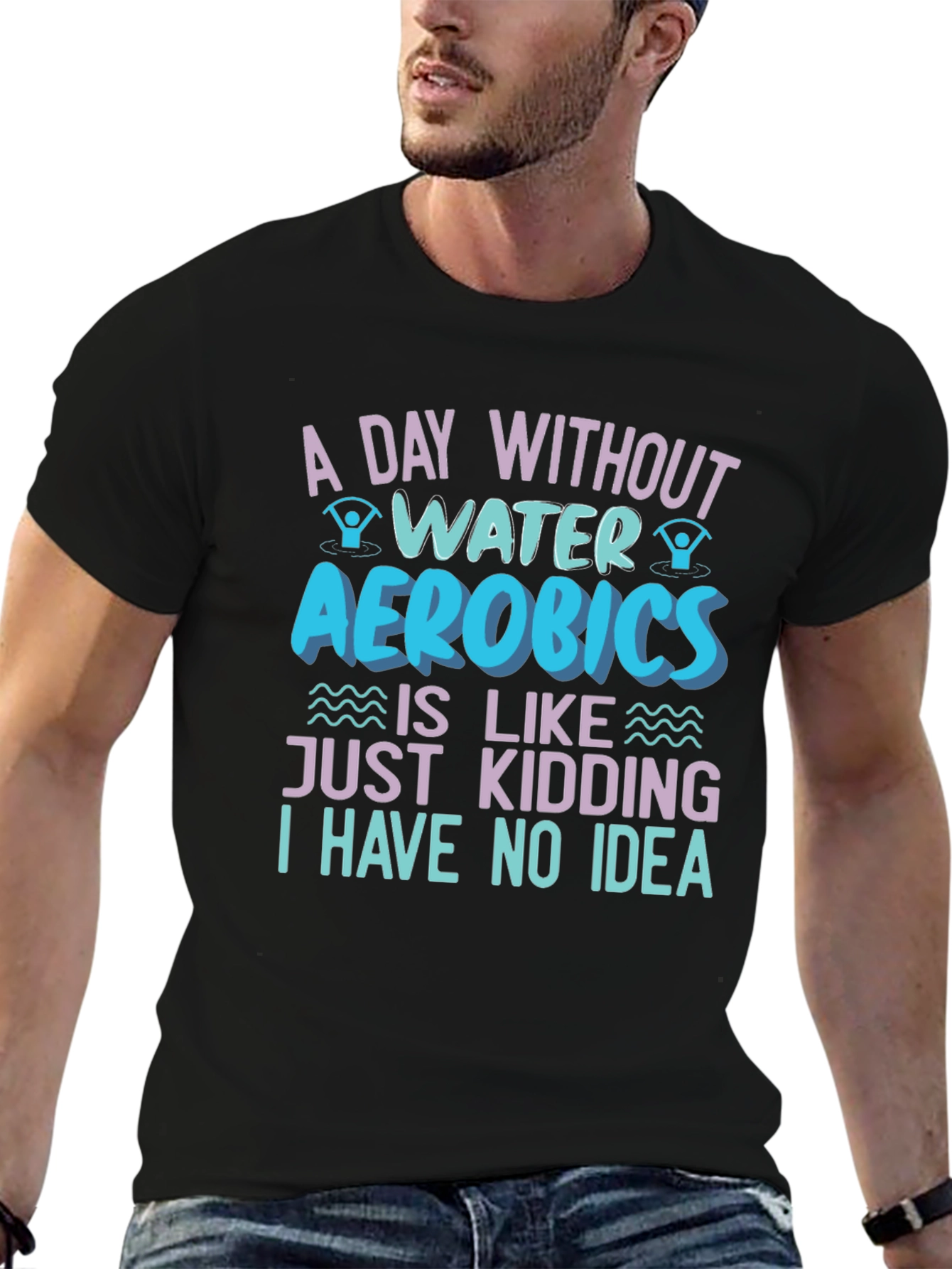 Black Water Aerobics Graphic T-Shirt - Funny Workout Tee view 6