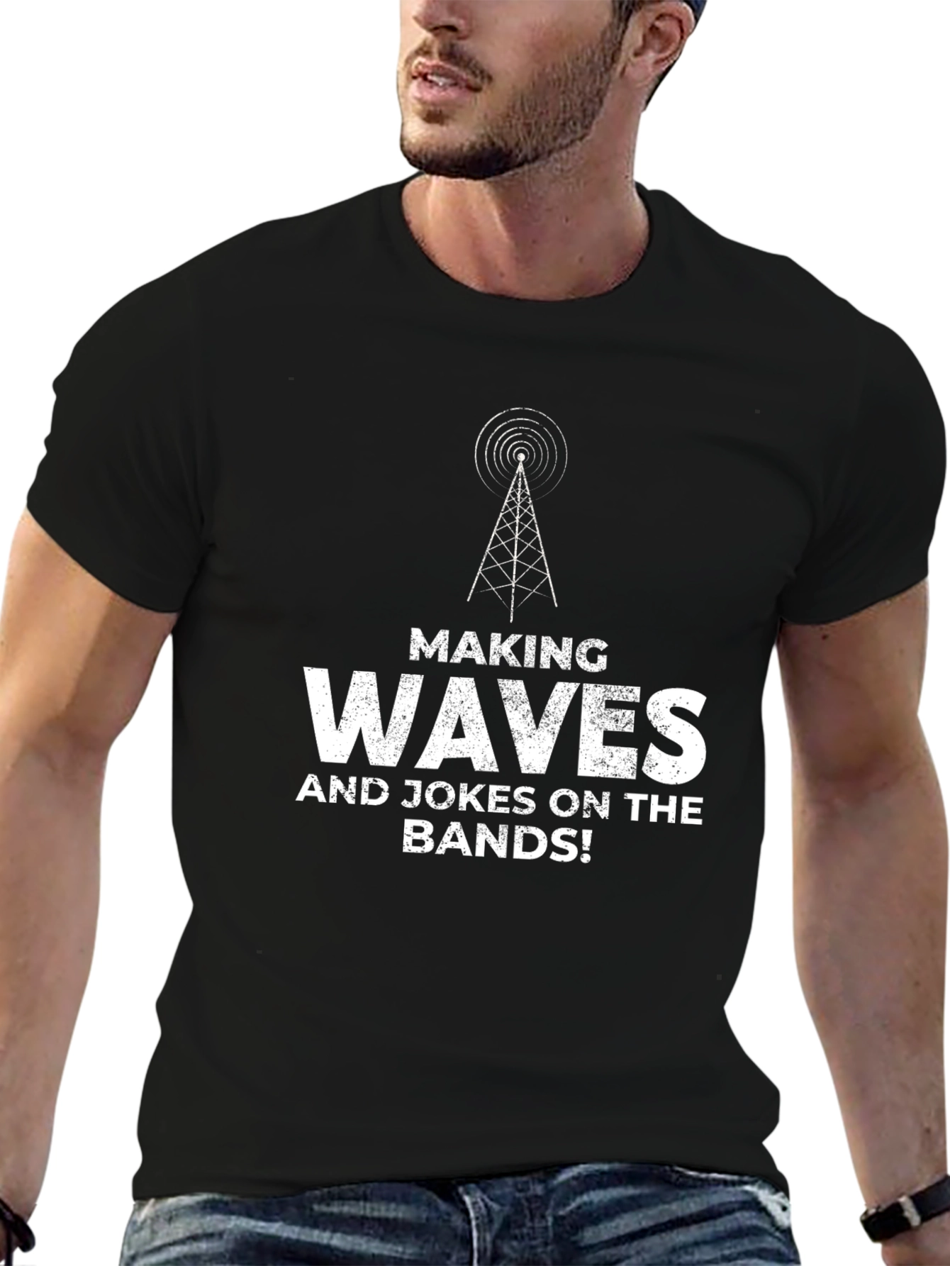 Black Making Waves T-Shirt - Radio Ham Operator Shirt view 6