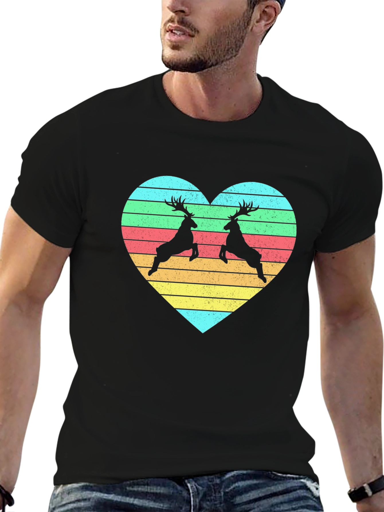 Black Deer Love Heart Black Tee view 6