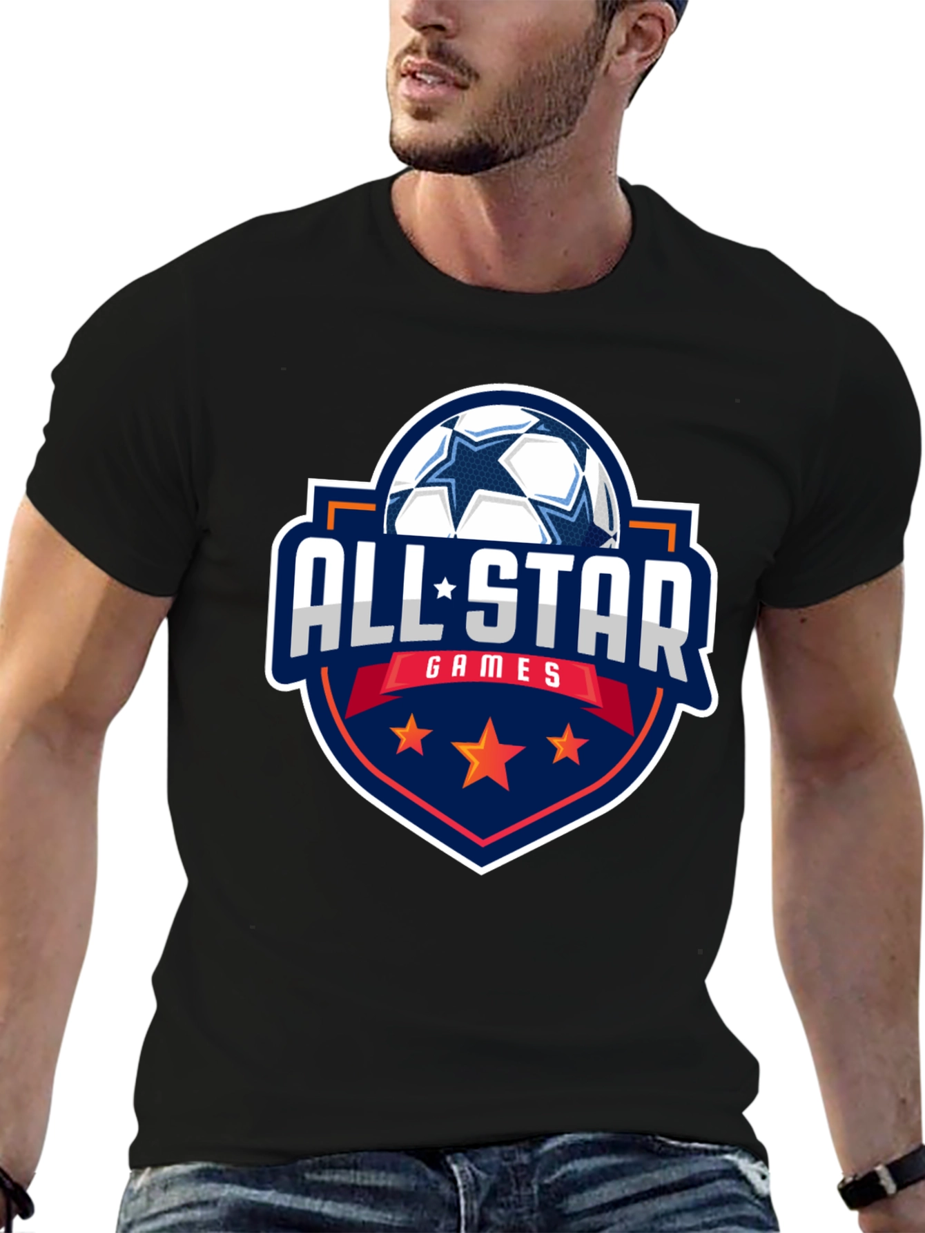 Black All-Star Games Soccer Graphic Tee - Black Cotton view 6
