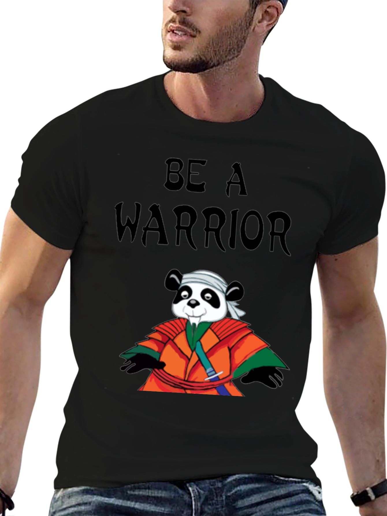 Black Be a Warrior Panda T-Shirt - Black view 6