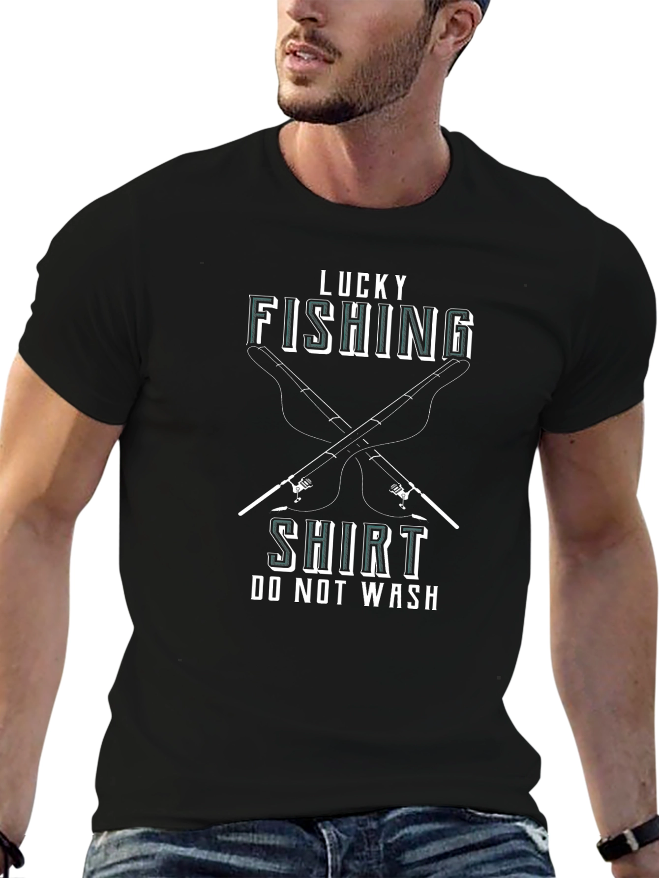 Black Lucky Fishing Shirt - Men's Graphic Tee view 6