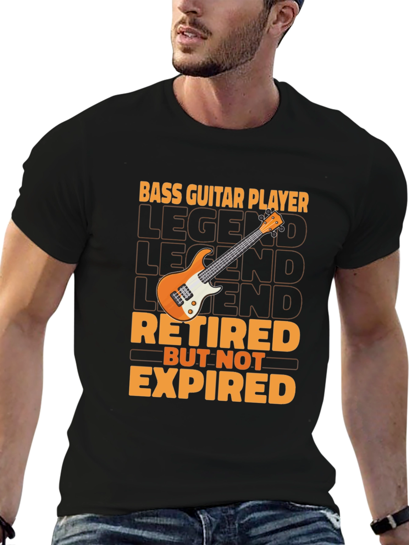 Black Bass Guitar Player Retired T-Shirt view 6