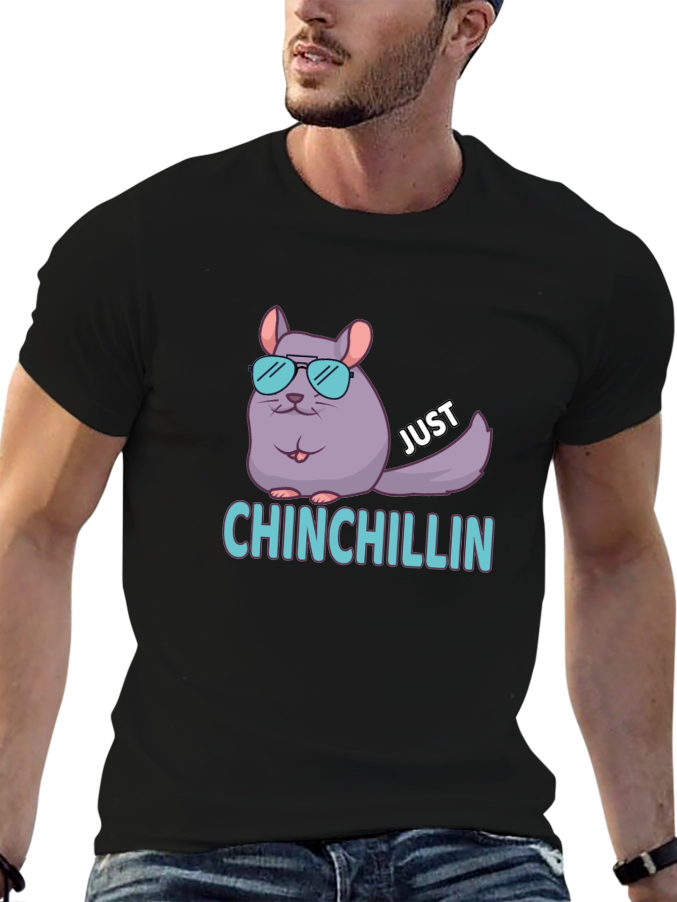 Black Cool Chinchilla Chill Out T-Shirt - Black view 6