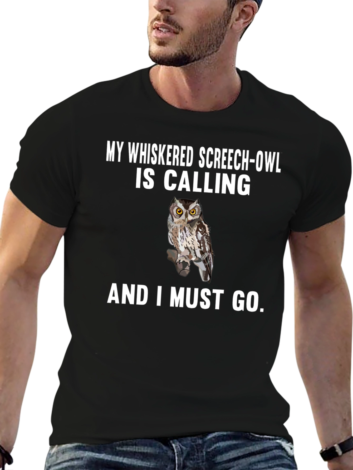 Black Whiskered Screech Owl T-Shirt - Must Go! view 6