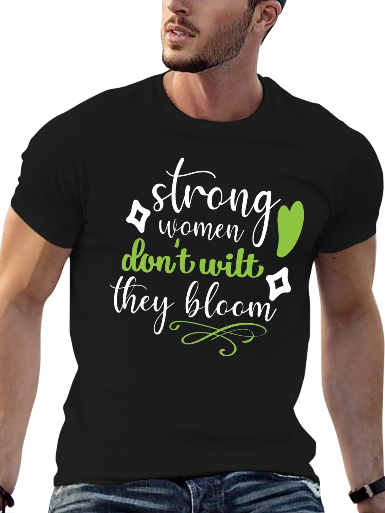 Black Strong Women Bloom T-Shirt - Inspirational Graphic Tee view 6