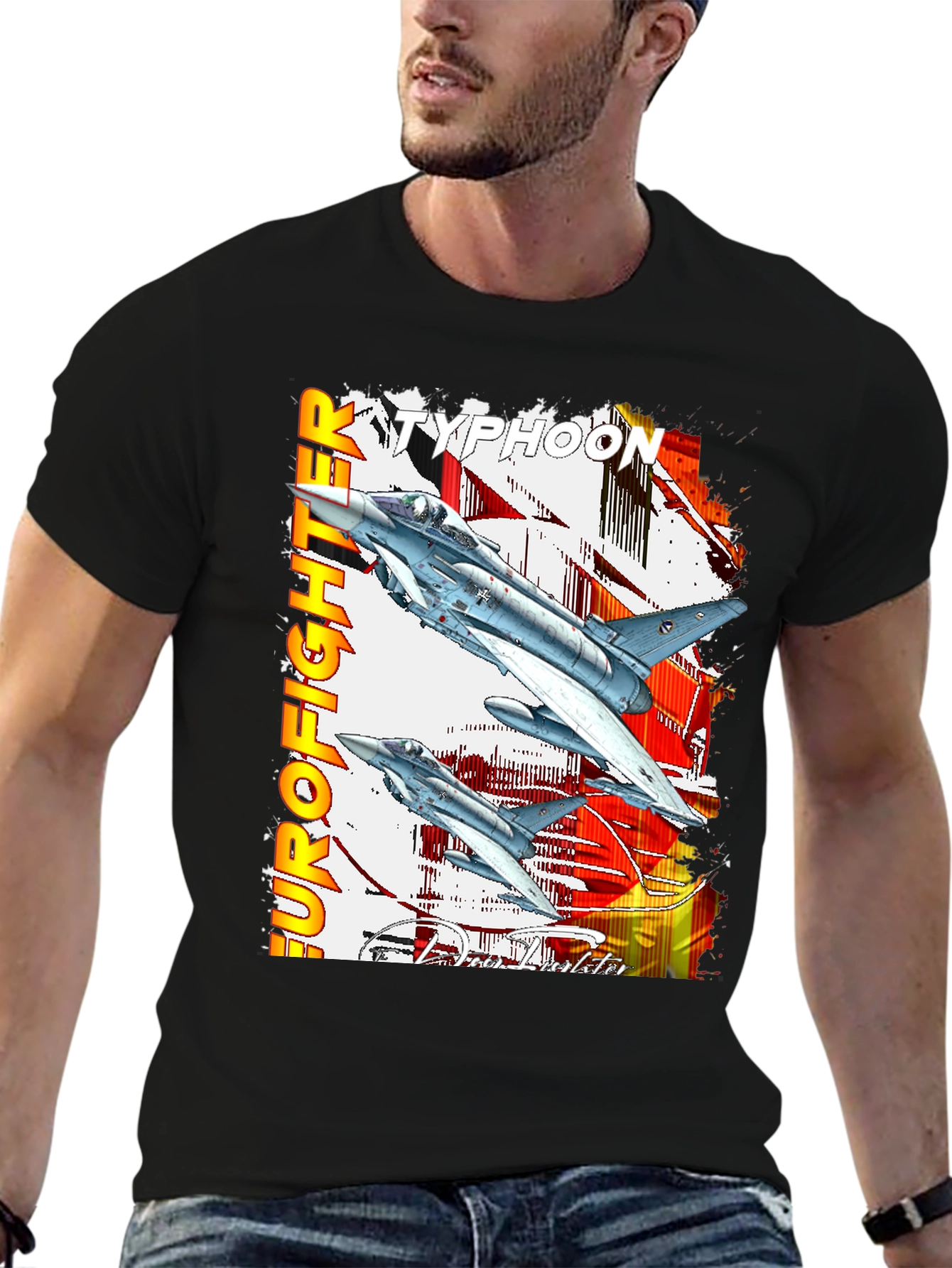 Black Eurofighter Typhoon Graphic T-Shirt - Premium Cotton Blend view 6