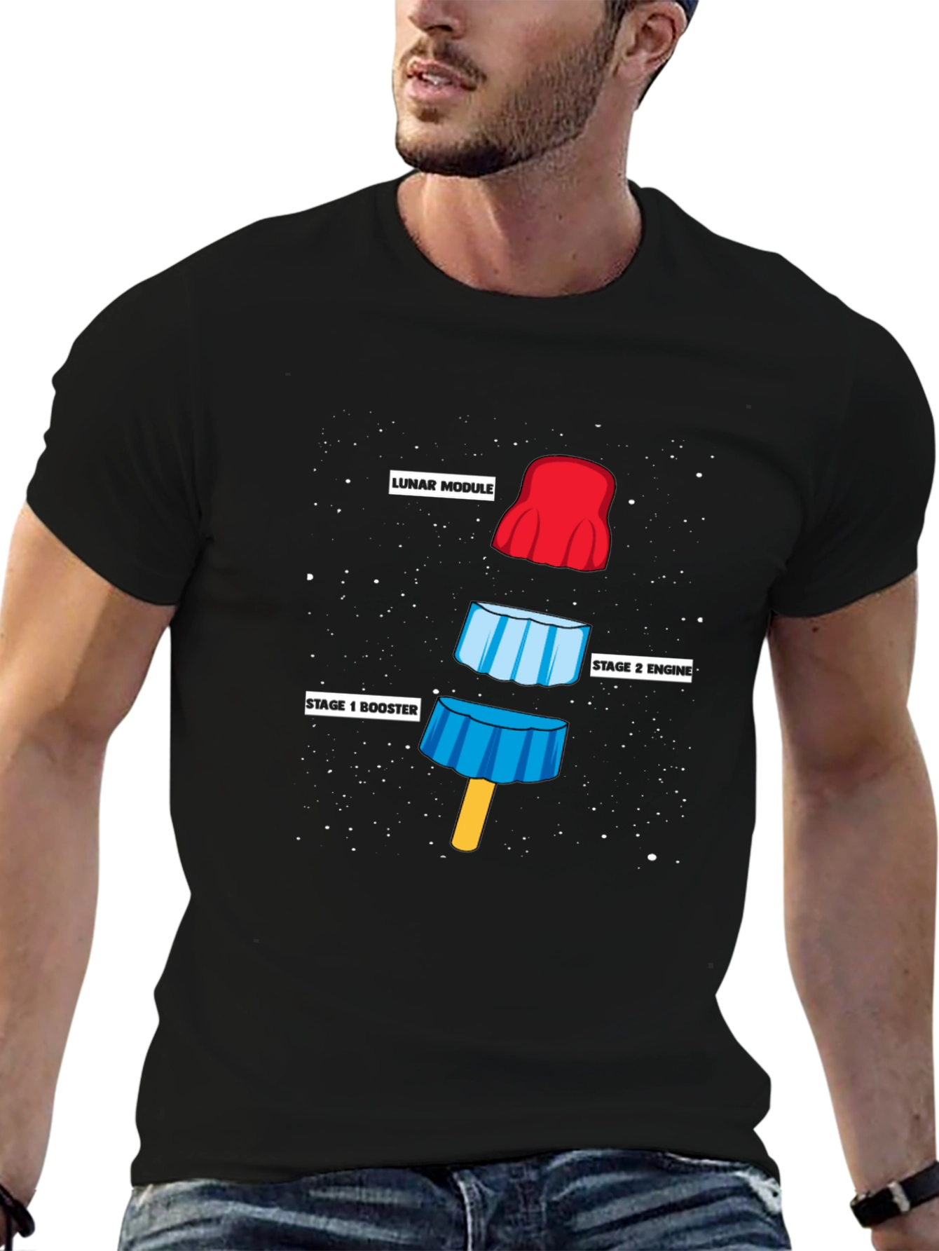 Black Rocket Pop T-Shirt - Space Humor Tee view 6