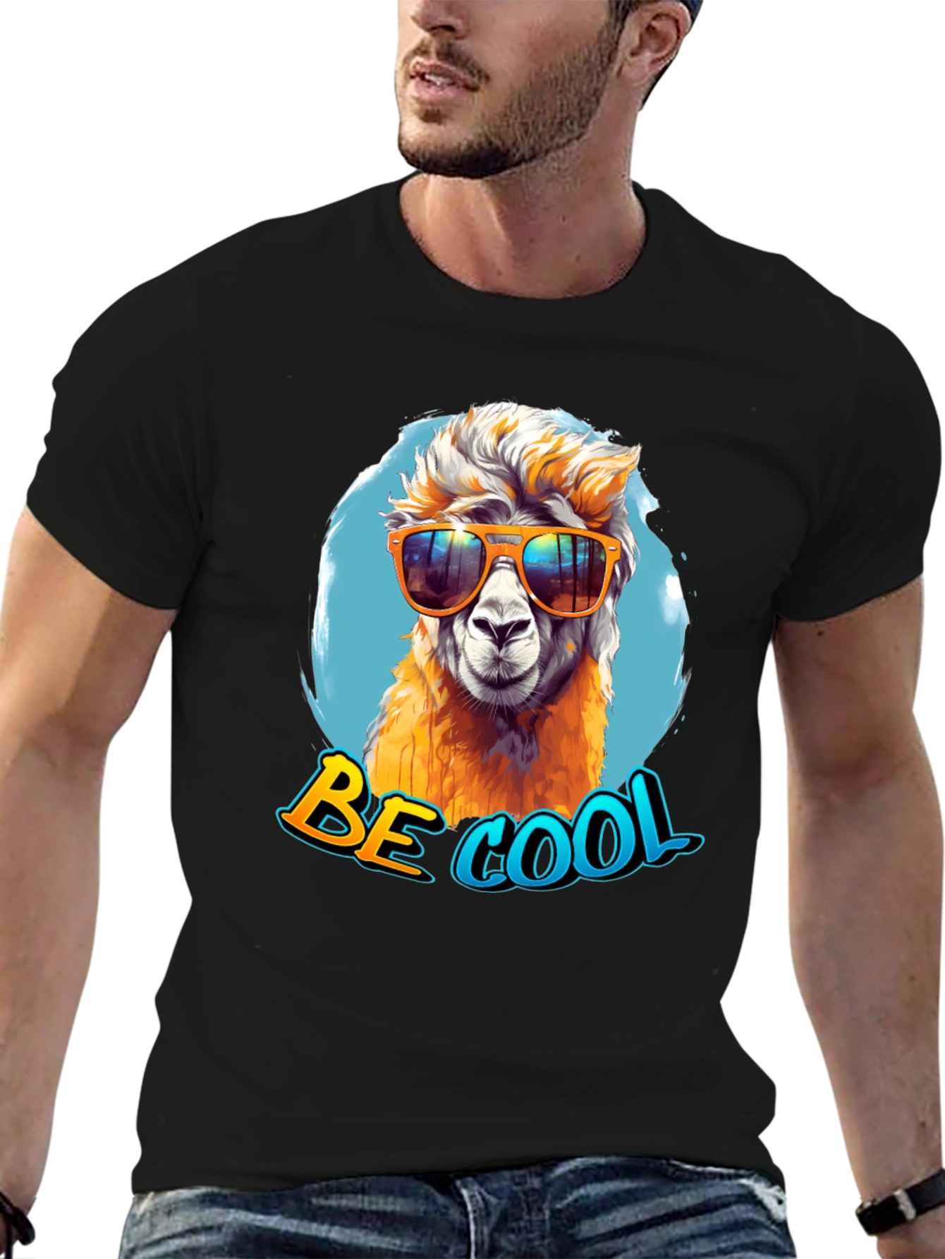 Black Cool Alpaca Graphic Tee - Funny & Stylish view 6