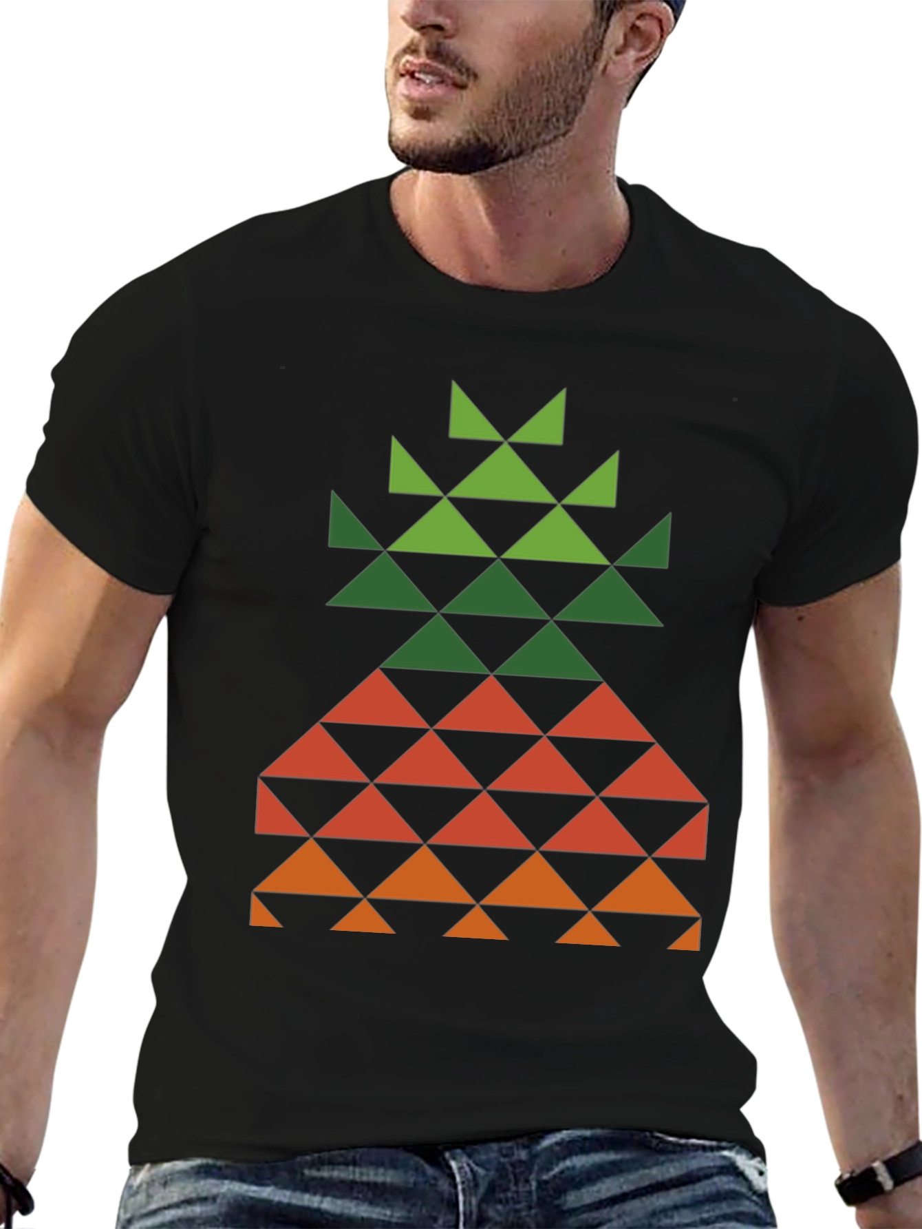 Black Geometric Pineapple Tee - Modern Tropical Style view 6