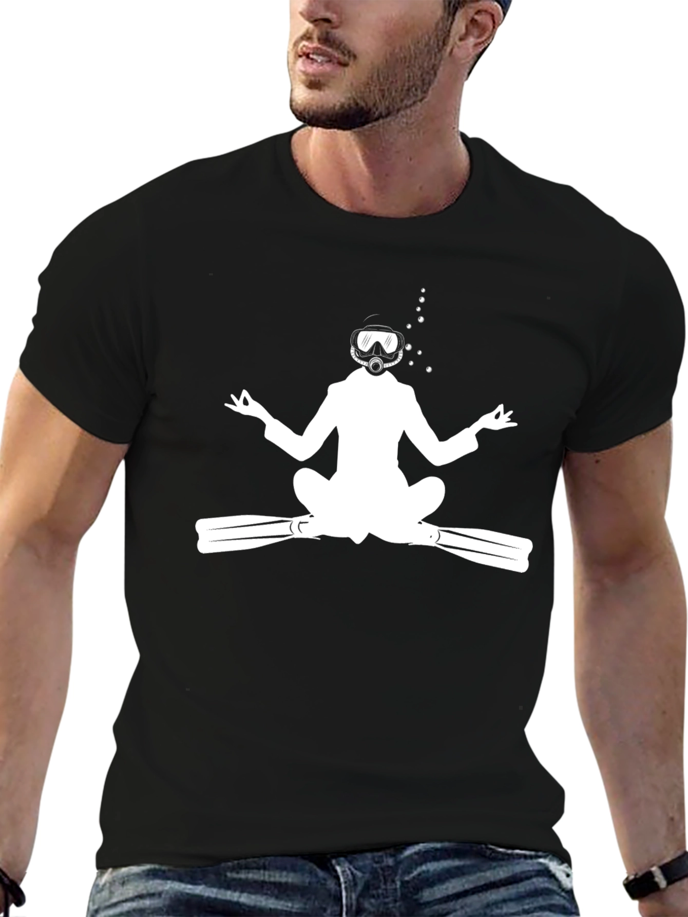 Black Meditating Diver T-Shirt - Black view 6