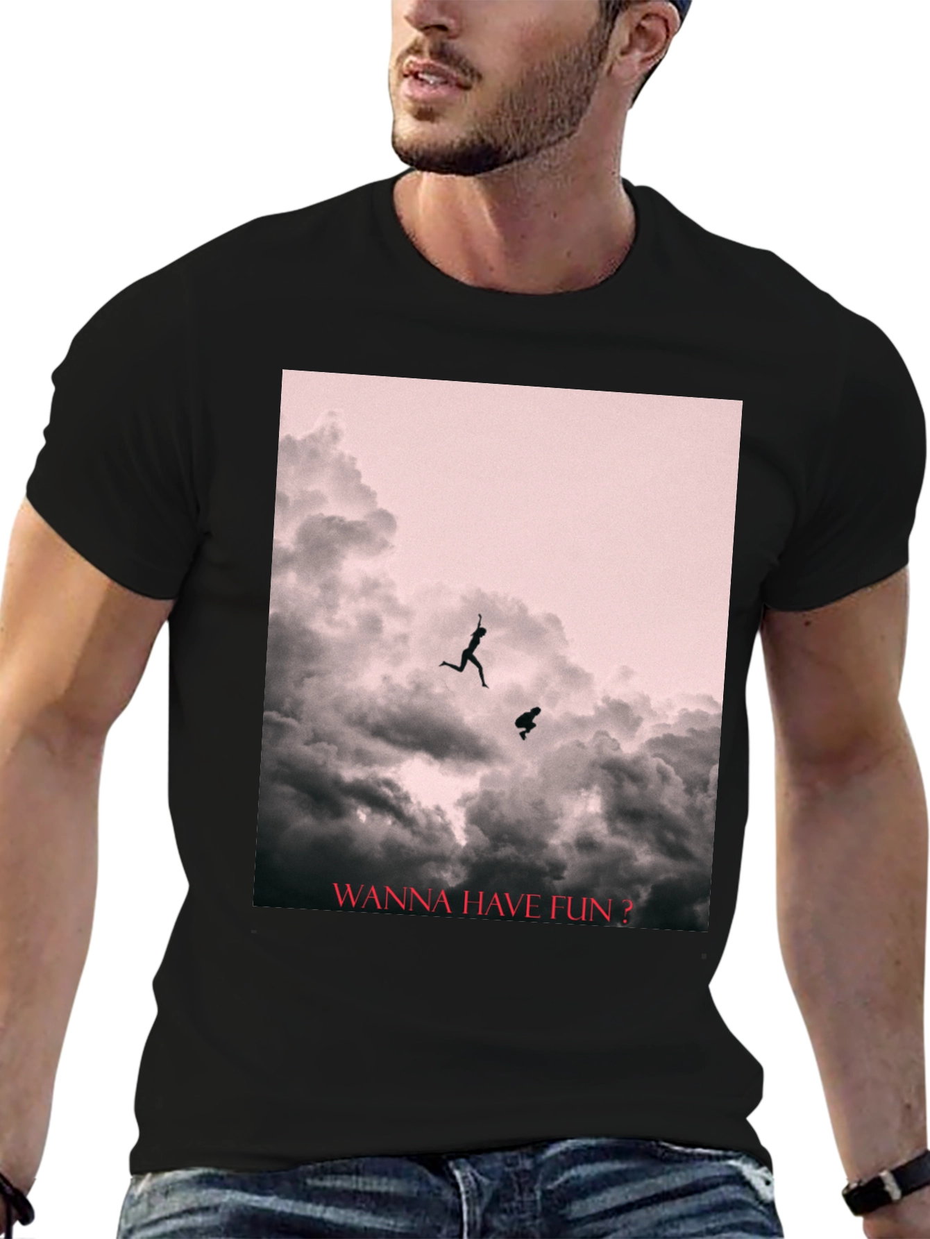 Black Fun Cloud Jump T-Shirt view 6