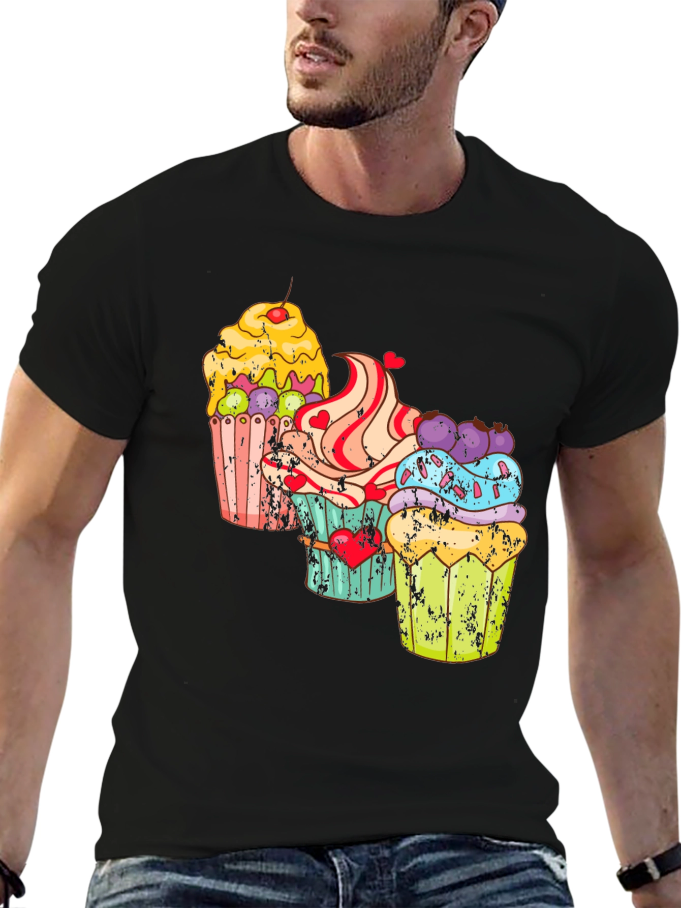 Black Cupcake Graphic T-Shirt - Sweet Treat Design view 6
