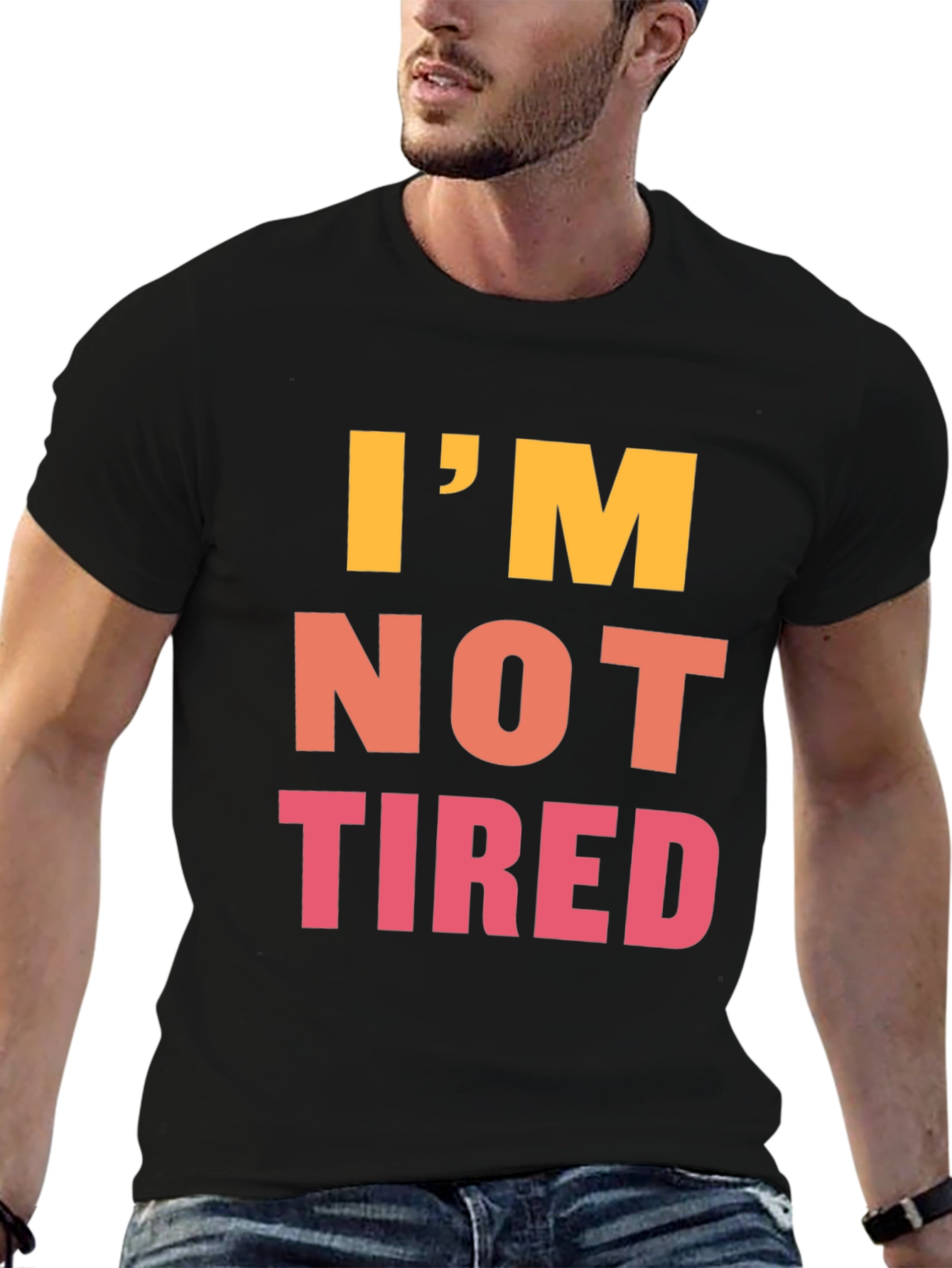 Black I'm Not Tired Graphic Tee - Black Casual T-Shirt view 6