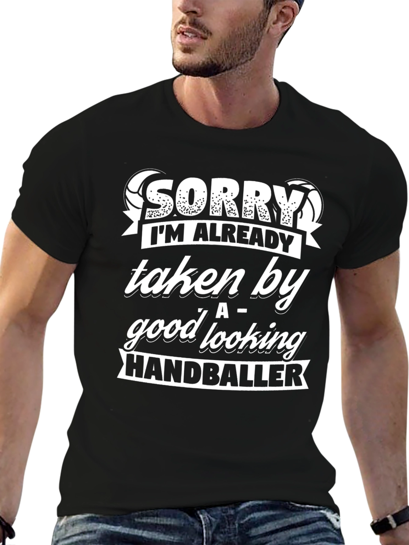 Black Sorry Taken By HandbalIer Funny Graphic T-Shirt view 6