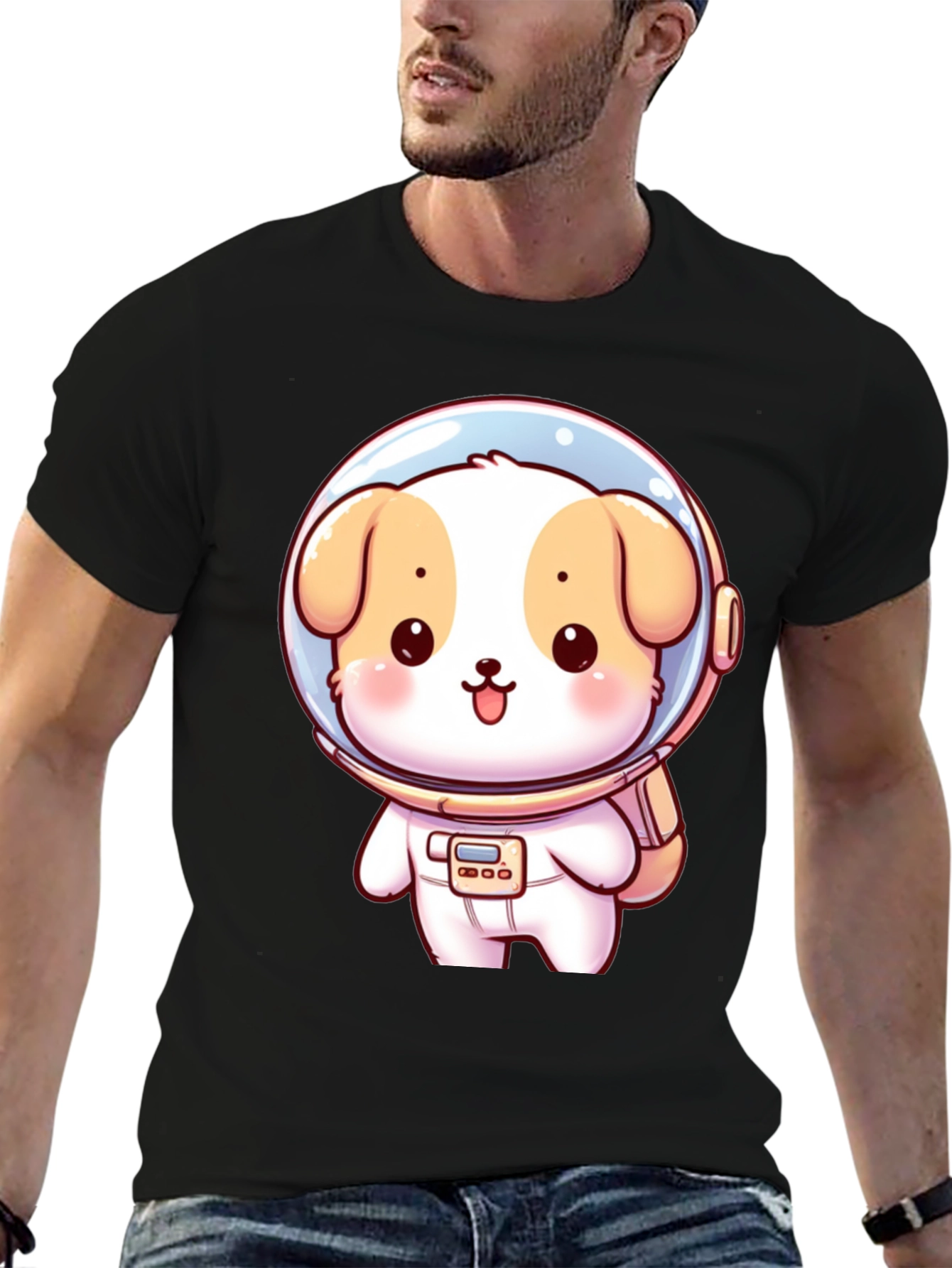 Black Astronaut Puppy Graphic T-Shirt view 6