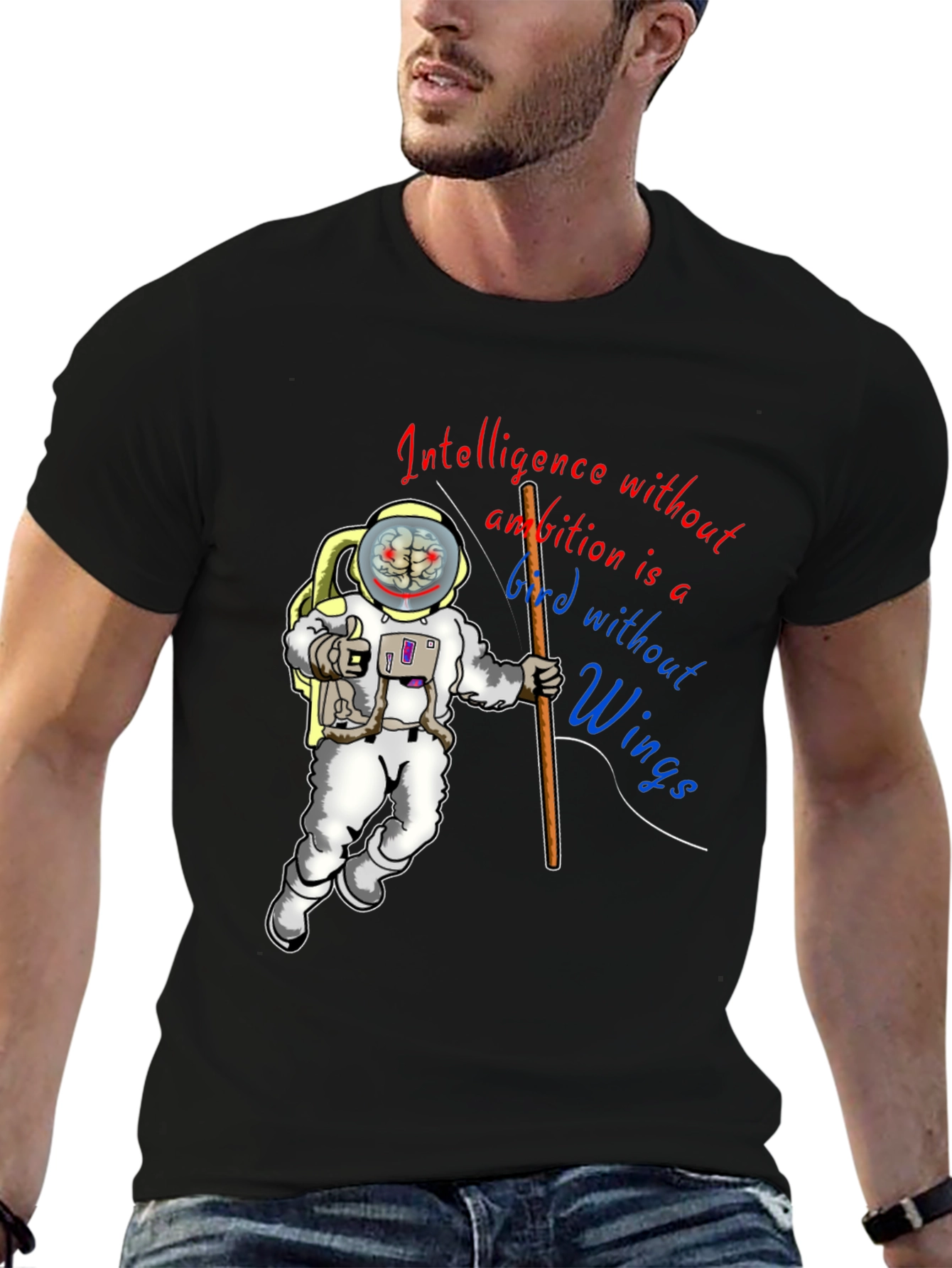 Black Intelligence Without Ambition Graphic Tee view 6