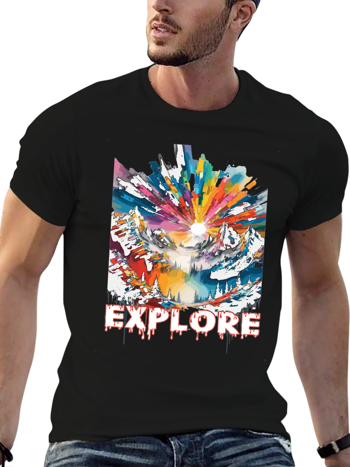 Black Explore Graphic Tee - Adventure Mountain Design view 6