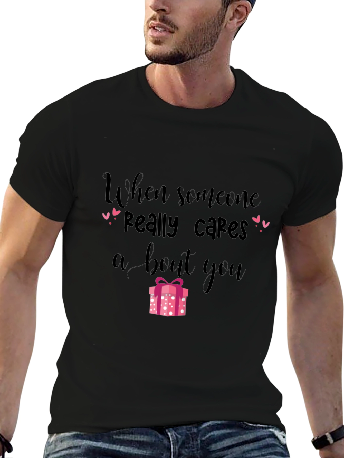 Black Caring Hearts Graphic T-Shirt - Gift Design view 6