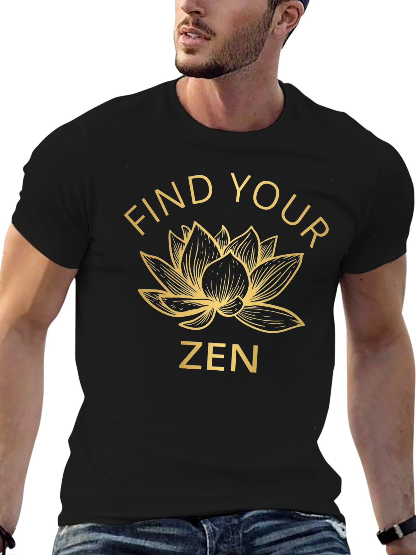 Black Find Your Zen Lotus Graphic T-Shirt view 6