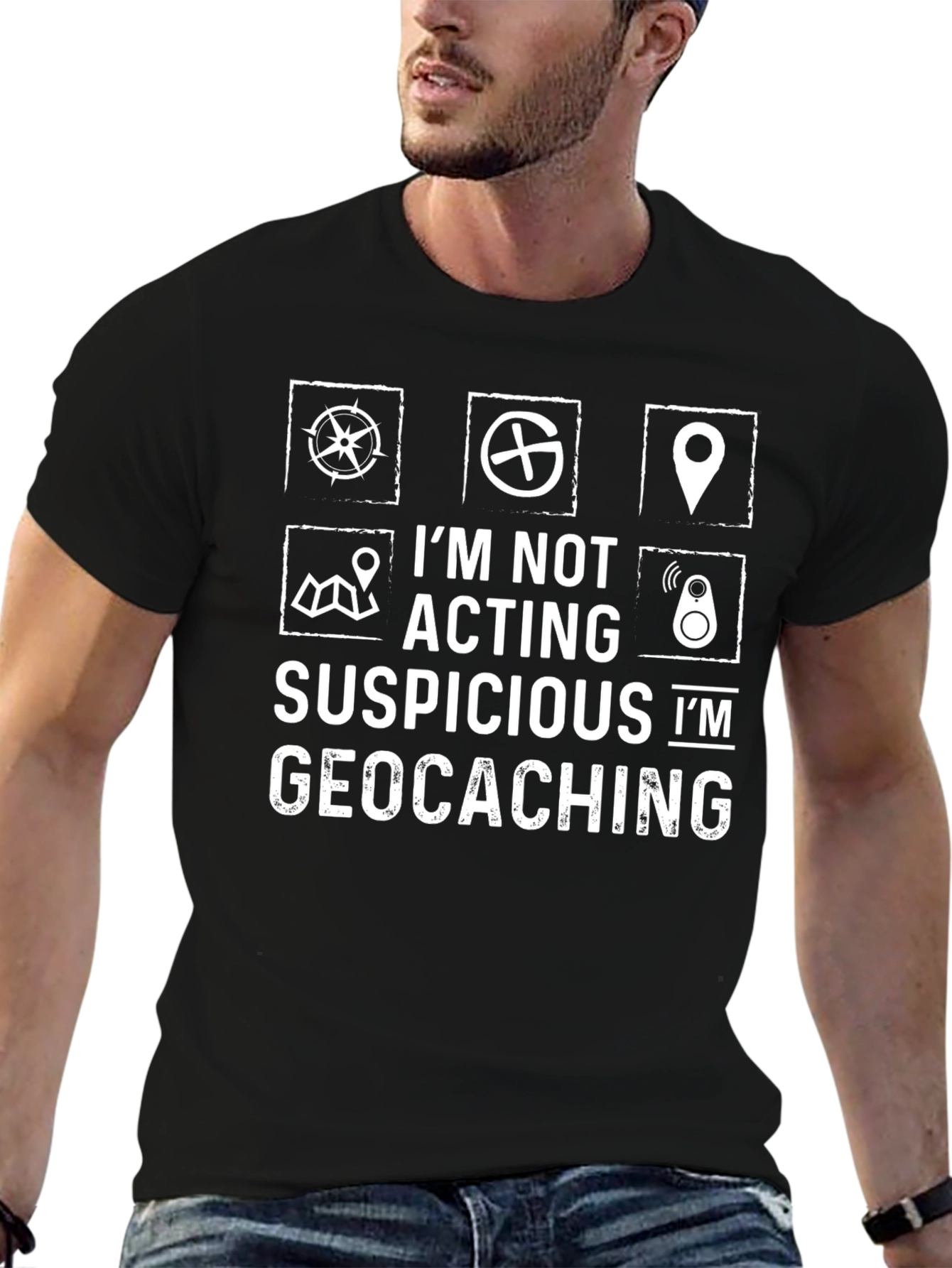 Black Geocaching T-Shirt - I'm Not Acting Suspicious view 6