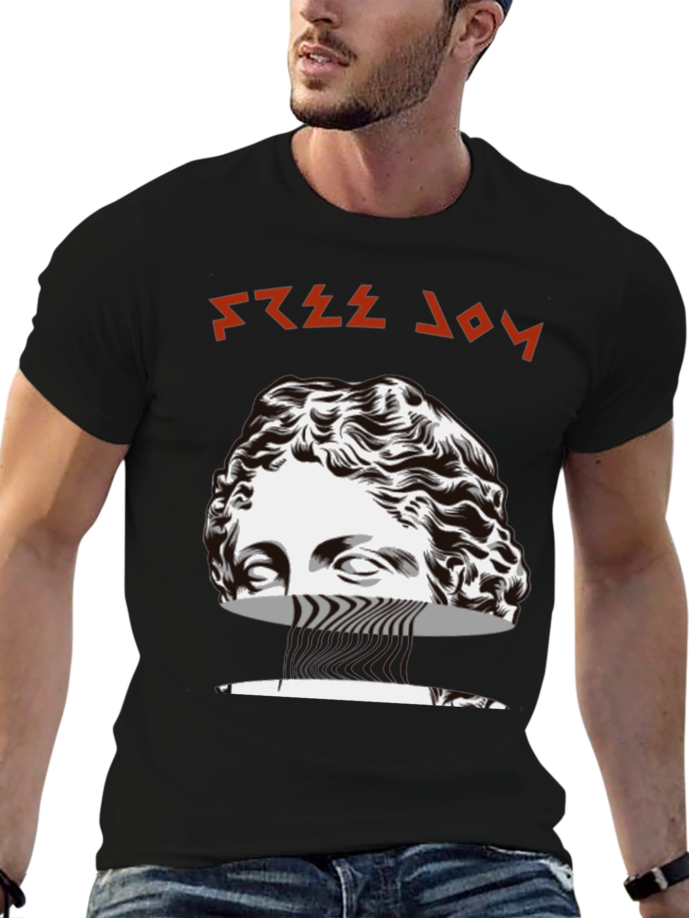 Black Free Joy Graphic Tee - Black Cotton Blend T-Shirt view 6