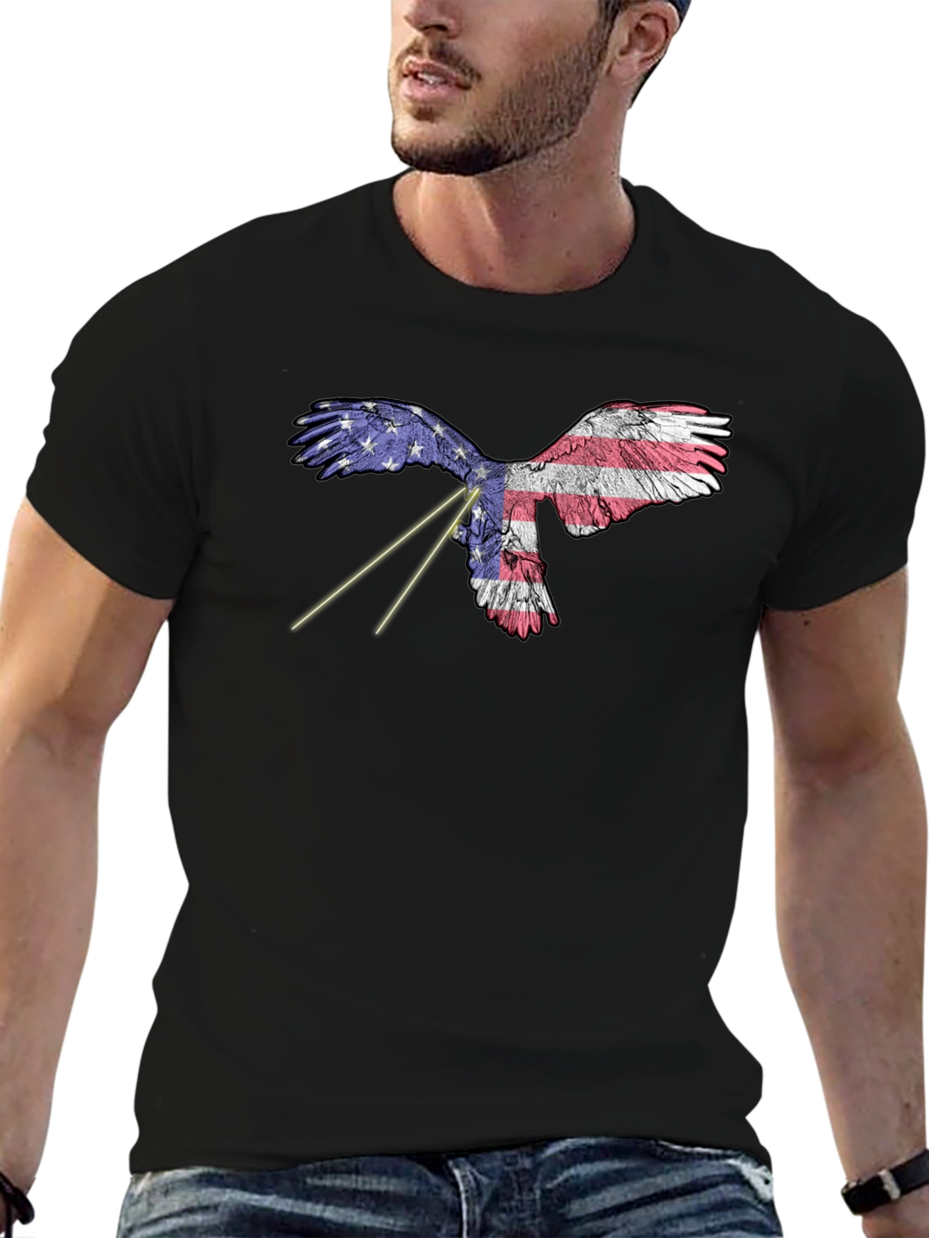 Black American Eagle Graphic Tee - Patriotic Style view 6
